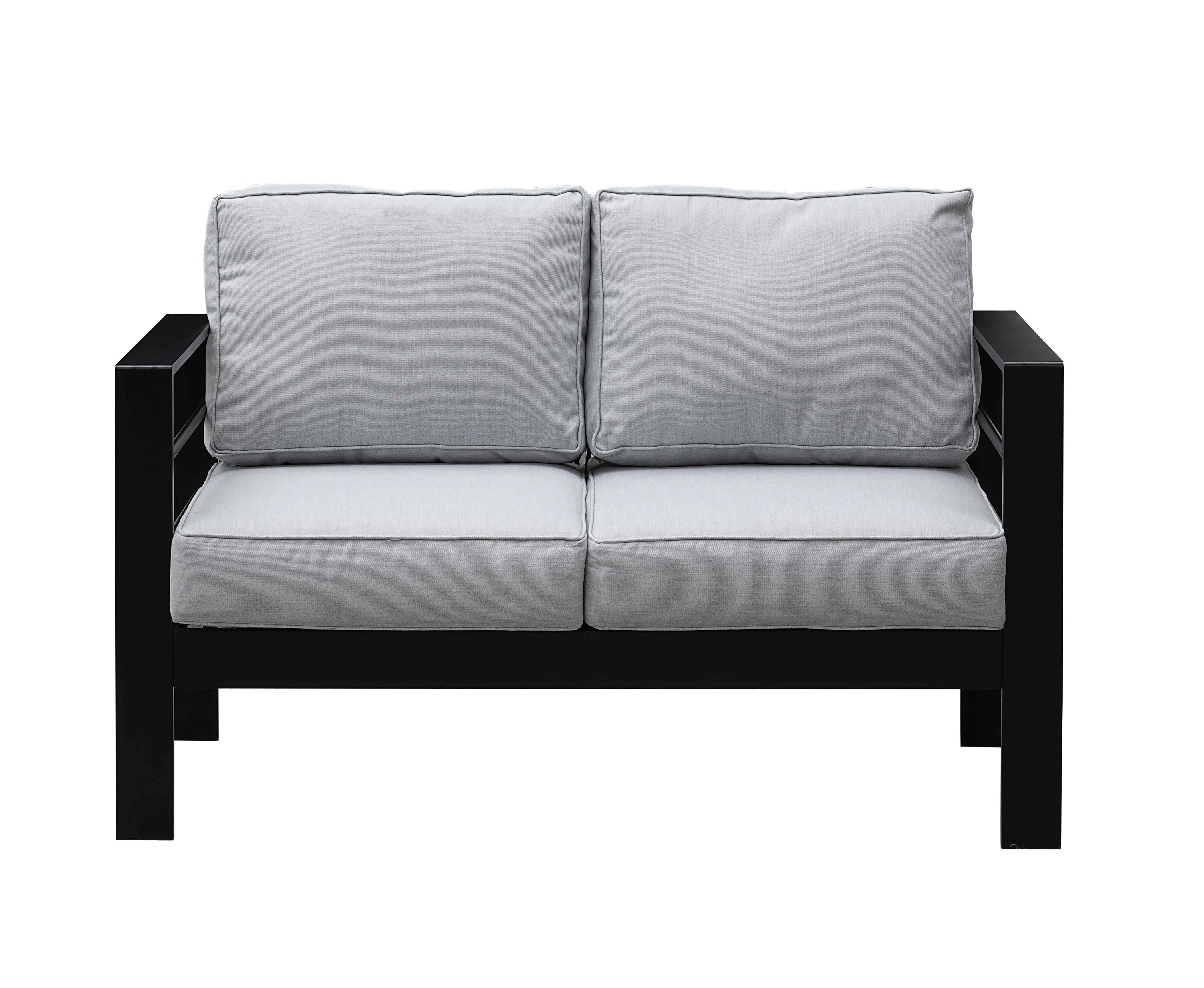 Modern 7-Seater Aluminium Fire Pit Lounge Set (3 Seater, 2 Seater, 2 Chairs) Black & Grey - Image 8