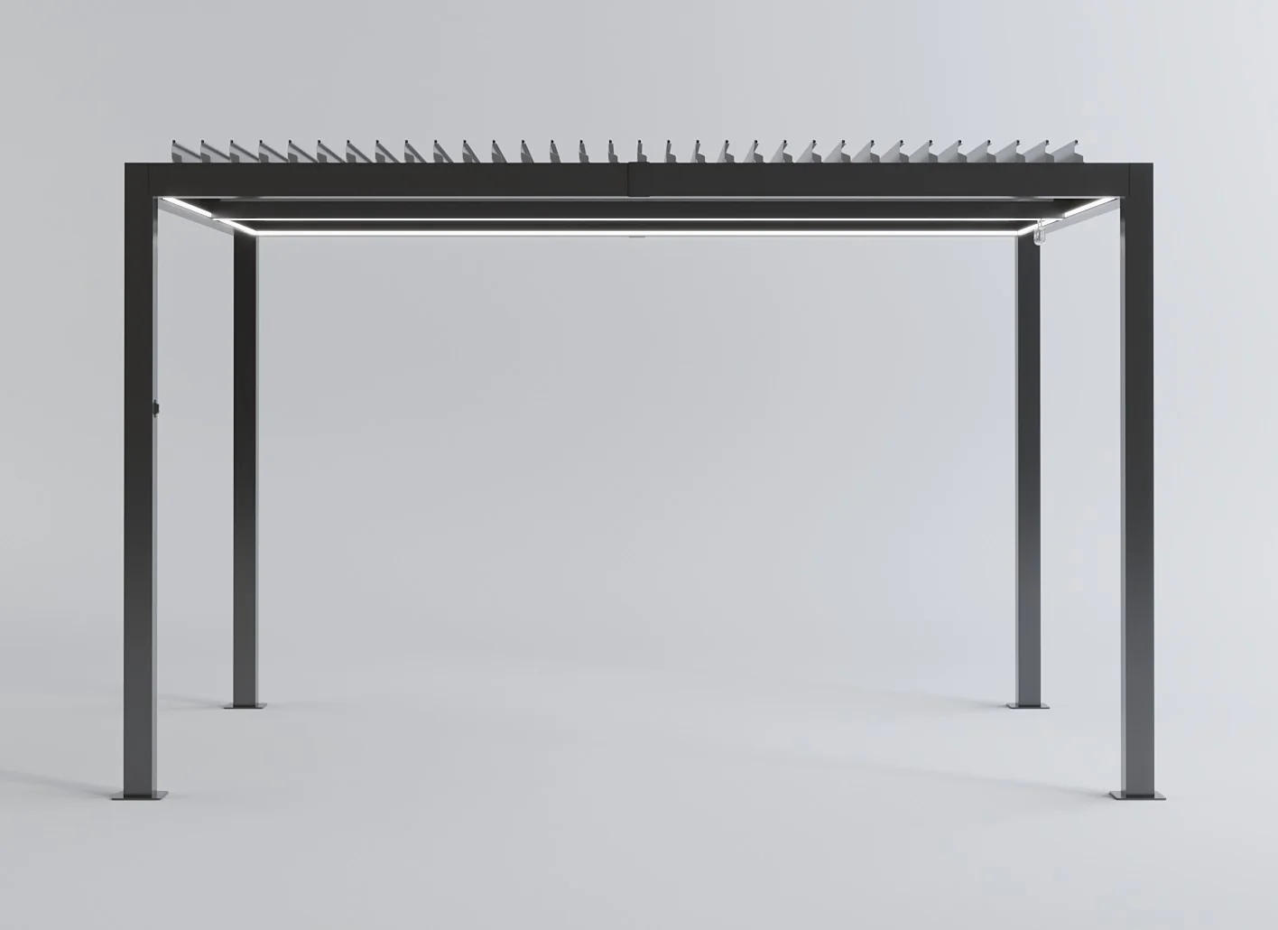SplitZone™ 3×4m Grey Aluminium Pergola with LEDs, Mid-Beam Louvred Roof - Image 6