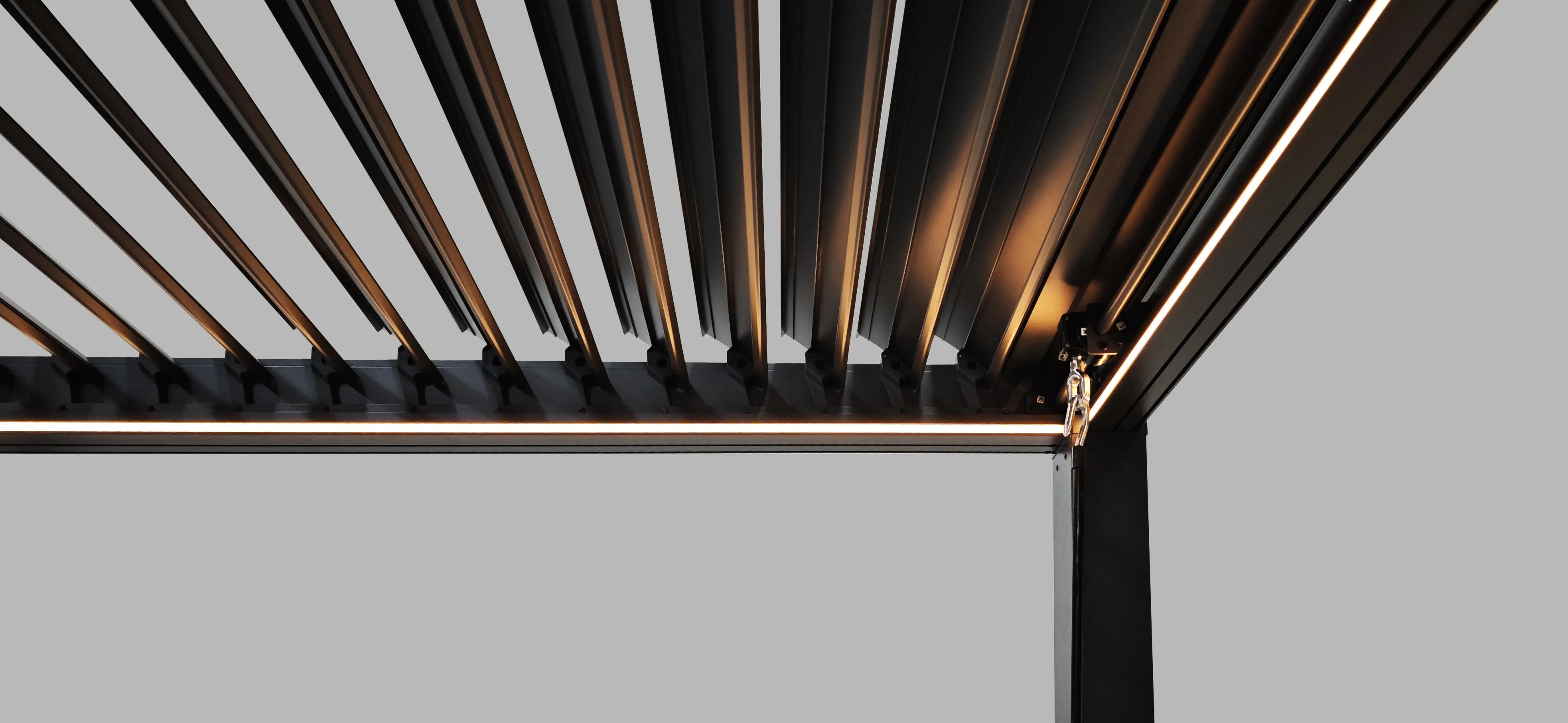SplitZone™ 3×4m Grey Aluminium Pergola with LEDs, Mid-Beam Louvred Roof - Image 23