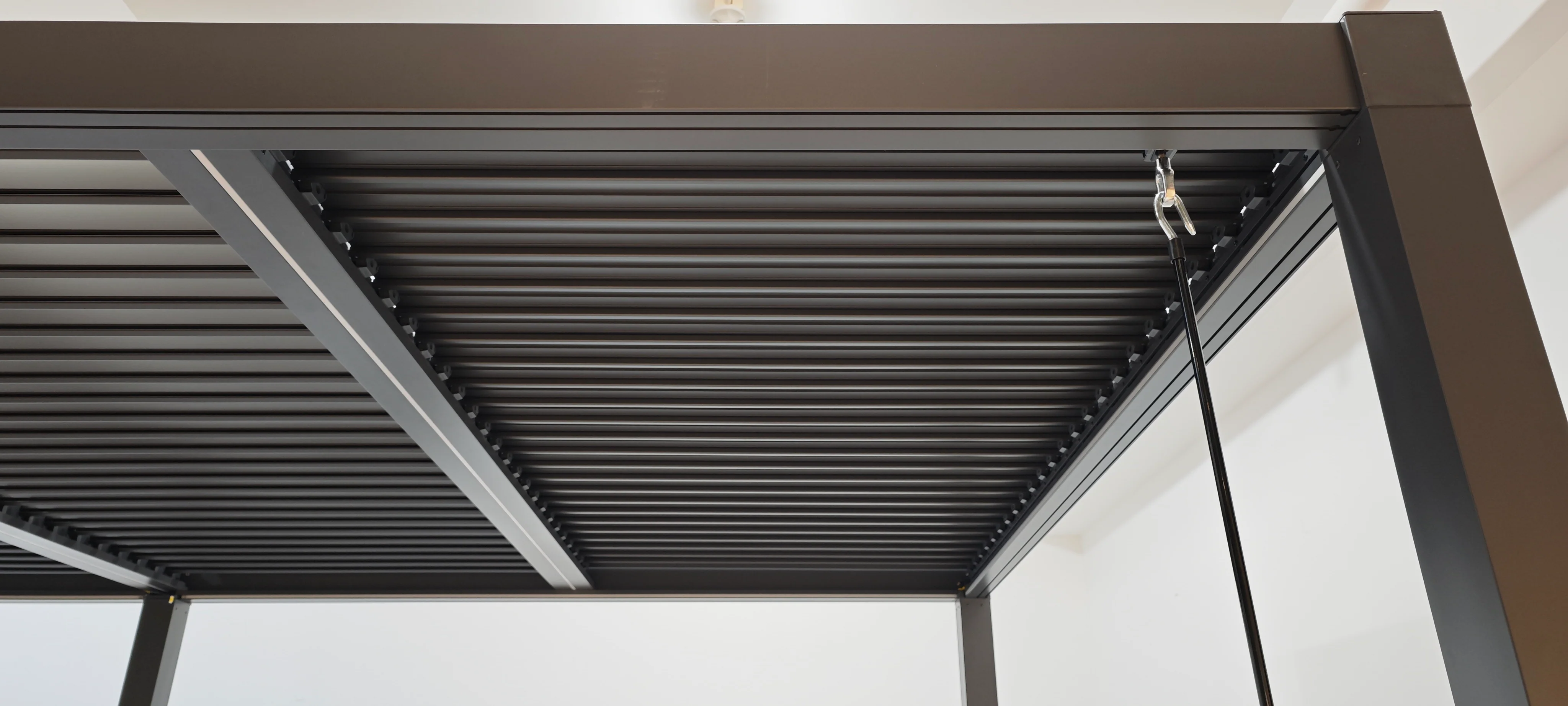 SplitZone™ 3×4m Grey Aluminium Pergola with LEDs, Mid-Beam Louvred Roof - Image 22