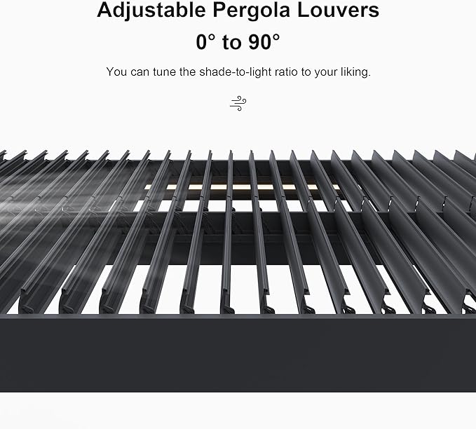 SplitZone™ 3×4m Grey Aluminium Pergola with LEDs, Mid-Beam Louvred Roof - Image 10