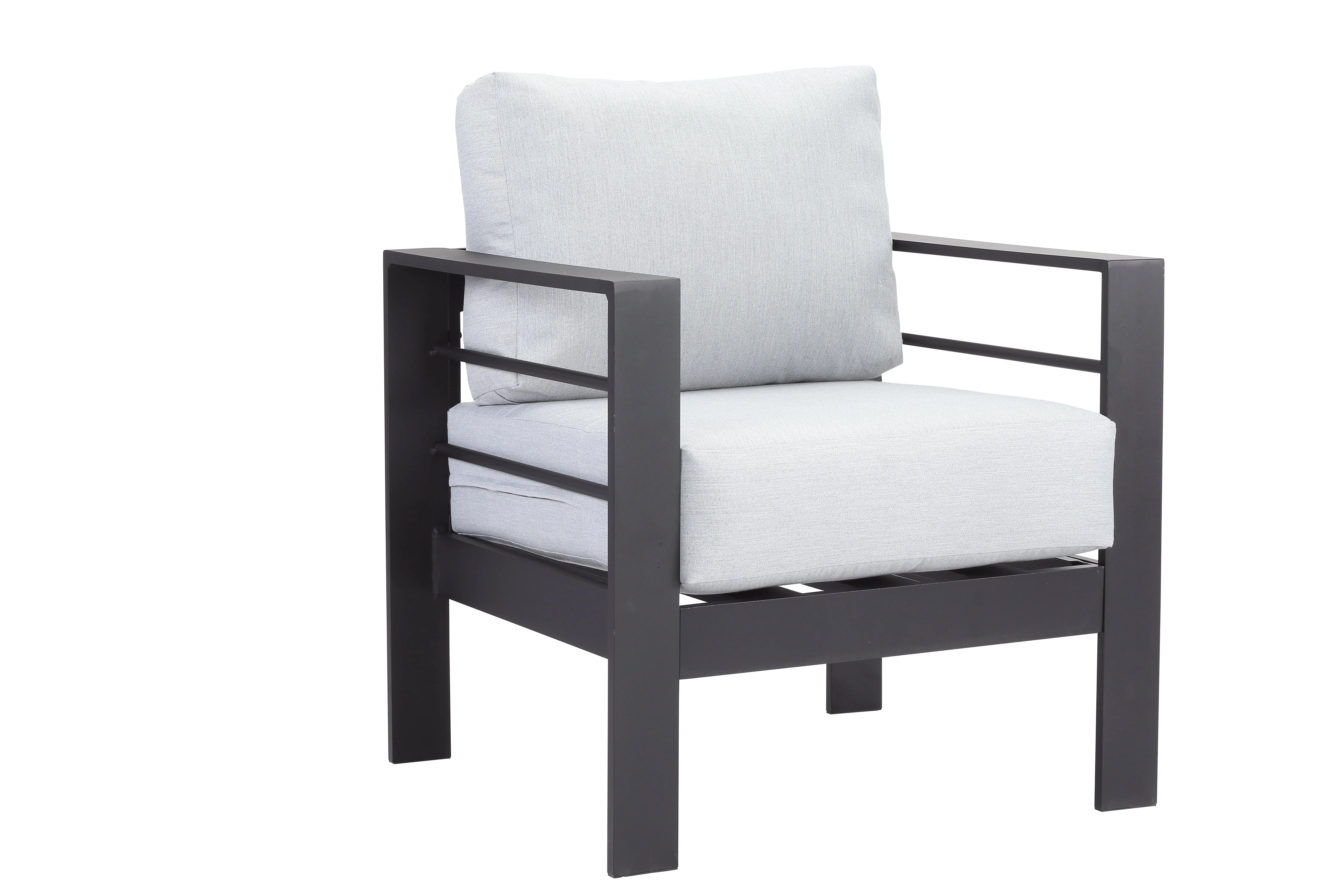 Aluminium Left Hand Corner Garden Sofa & Dining Set with Bench – Black & Grey - Image 5