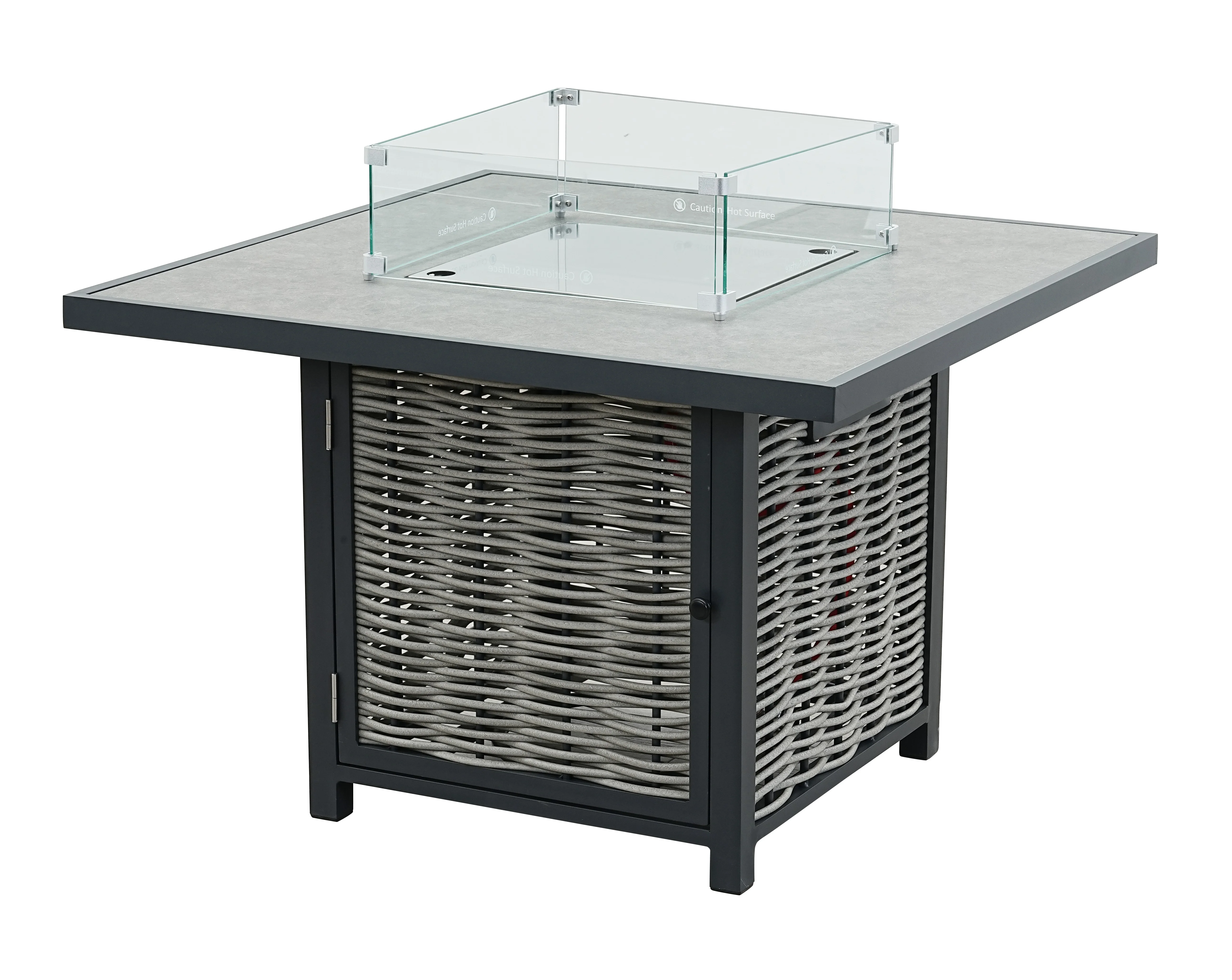 Porto Aluminium Corner Sofa, Chair, Bench with Ceramic Fire Pit Table Set in Grey - Image 12