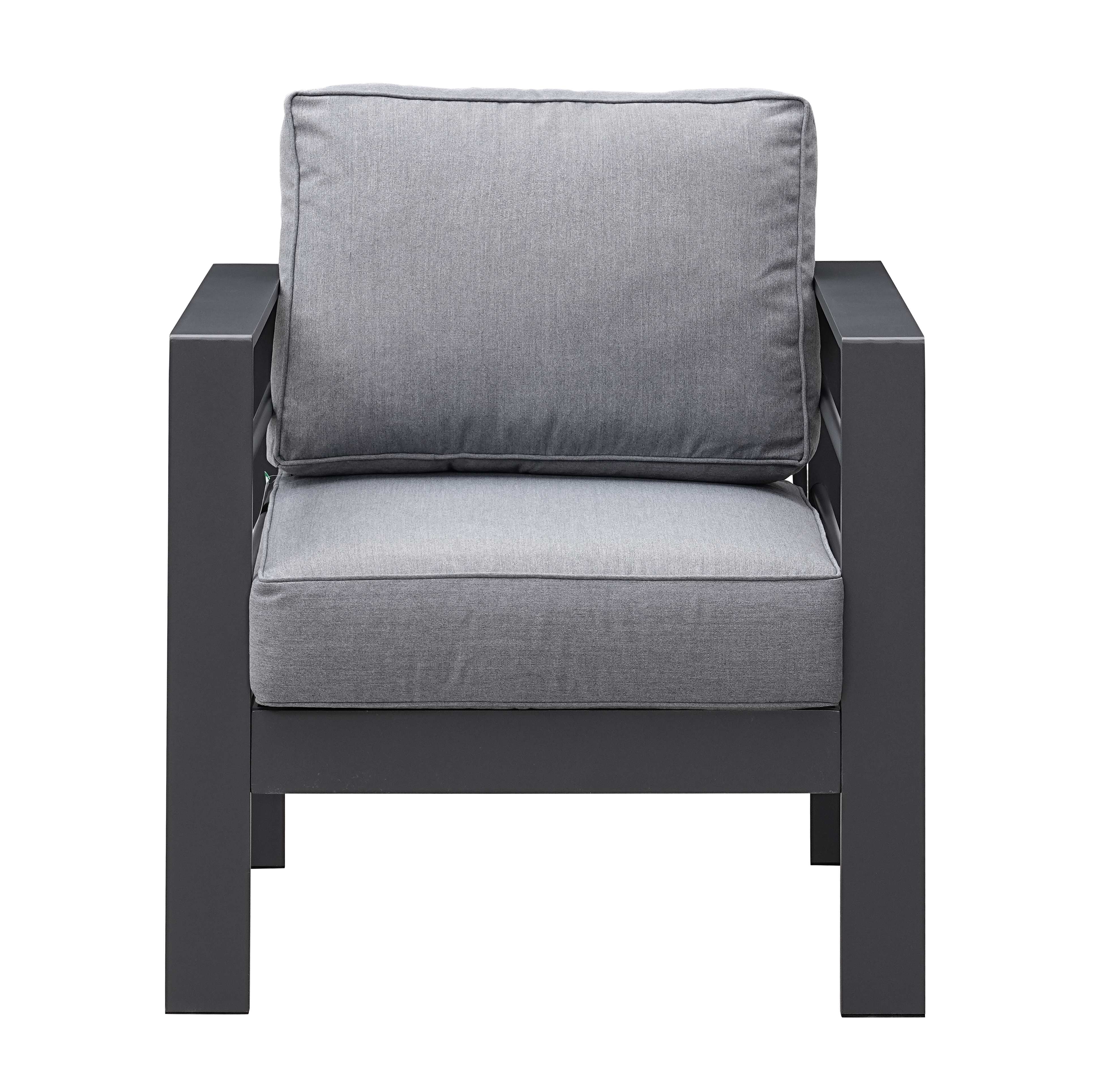 Aluminium Left Hand Corner Garden Sofa Set with Fire Pit Table & Armchairs – Grey - Image 9