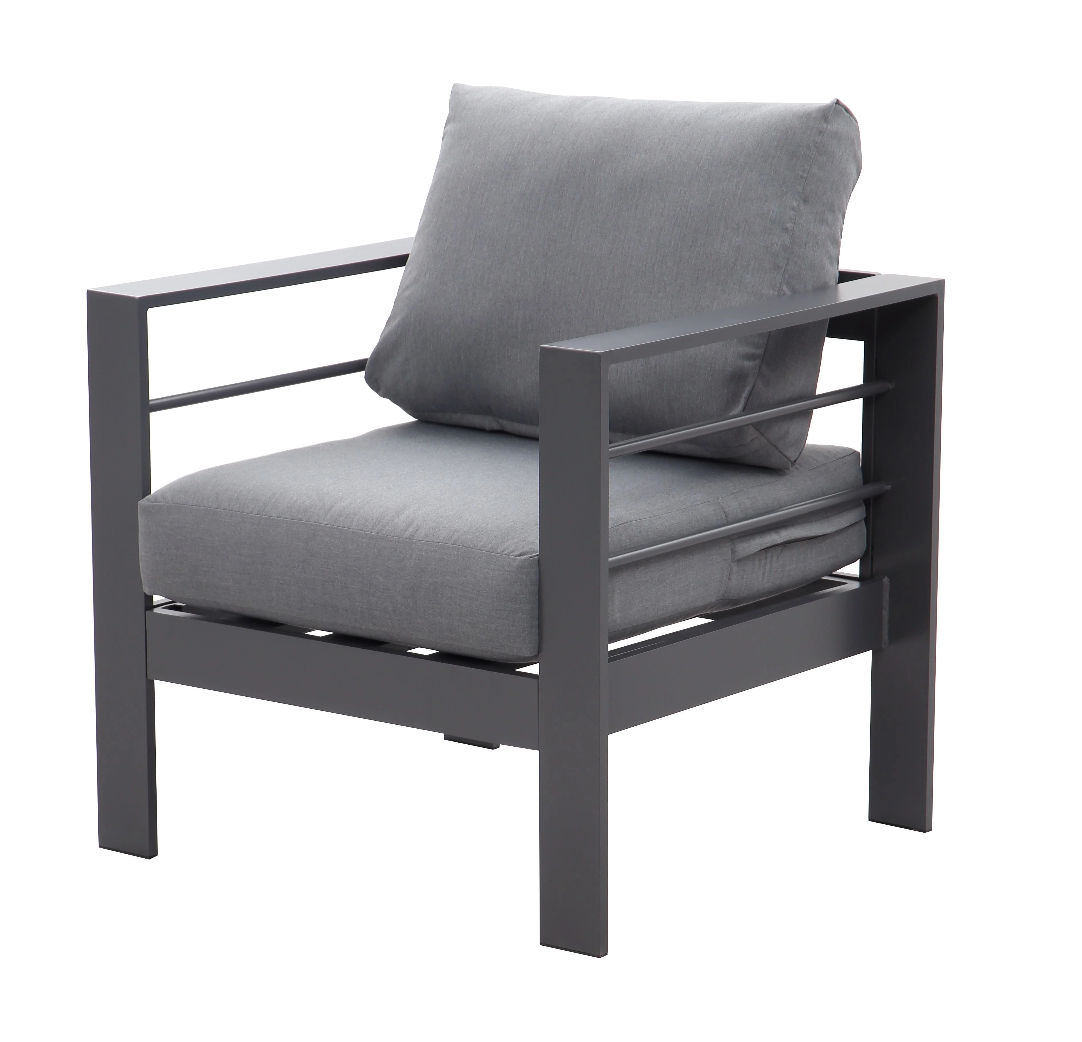 Aluminium Right Hand Corner Garden Sofa & Dining Set with Bench – Dark Grey - Image 11