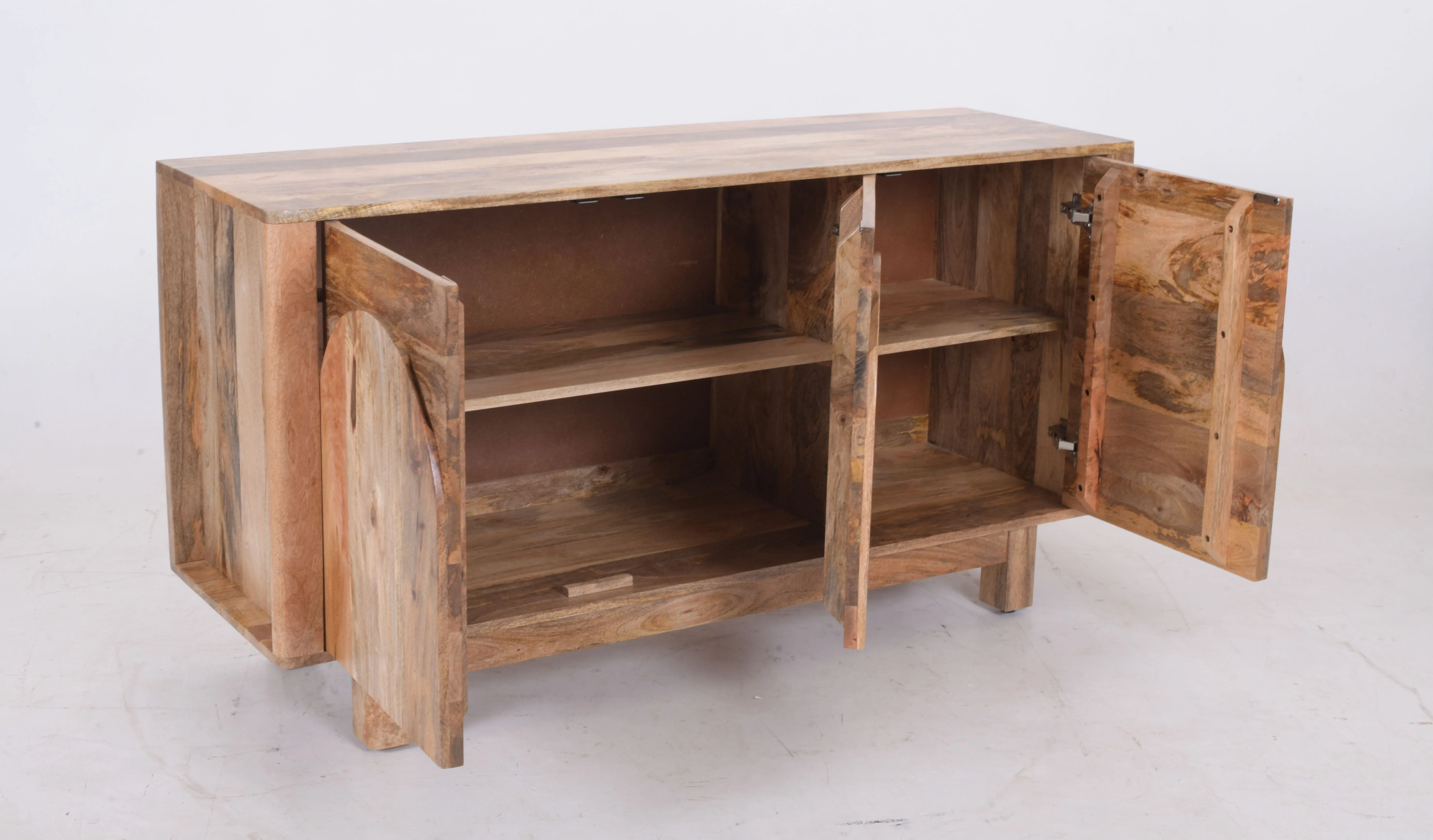 Arched Handcrafted Mango Wood Sideboard – 3-Door Cabinet (145 x 45 x 76cm) - Image 4