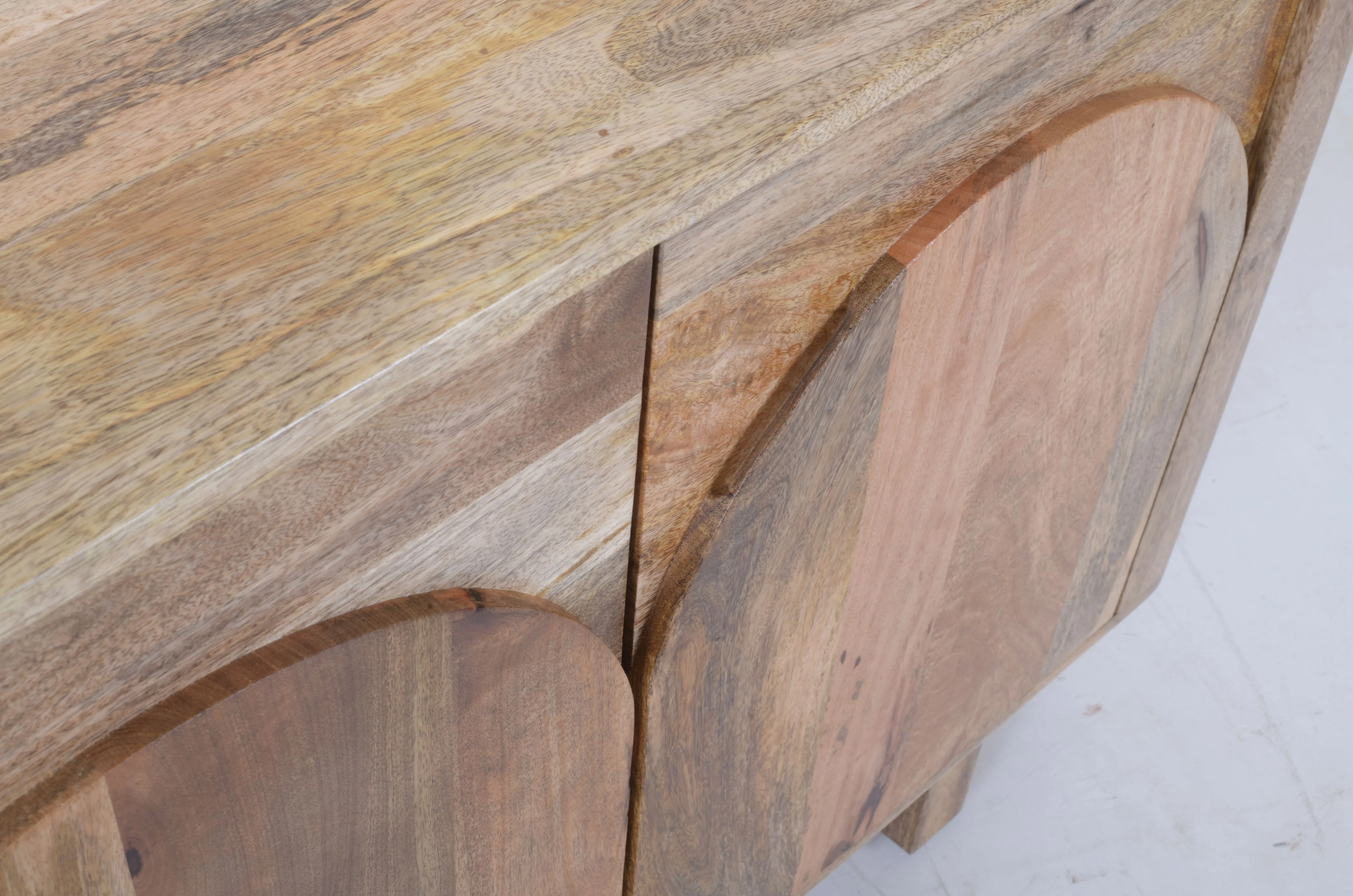 Arched Handcrafted Mango Wood Sideboard – 3-Door Cabinet (145 x 45 x 76cm) - Image 5