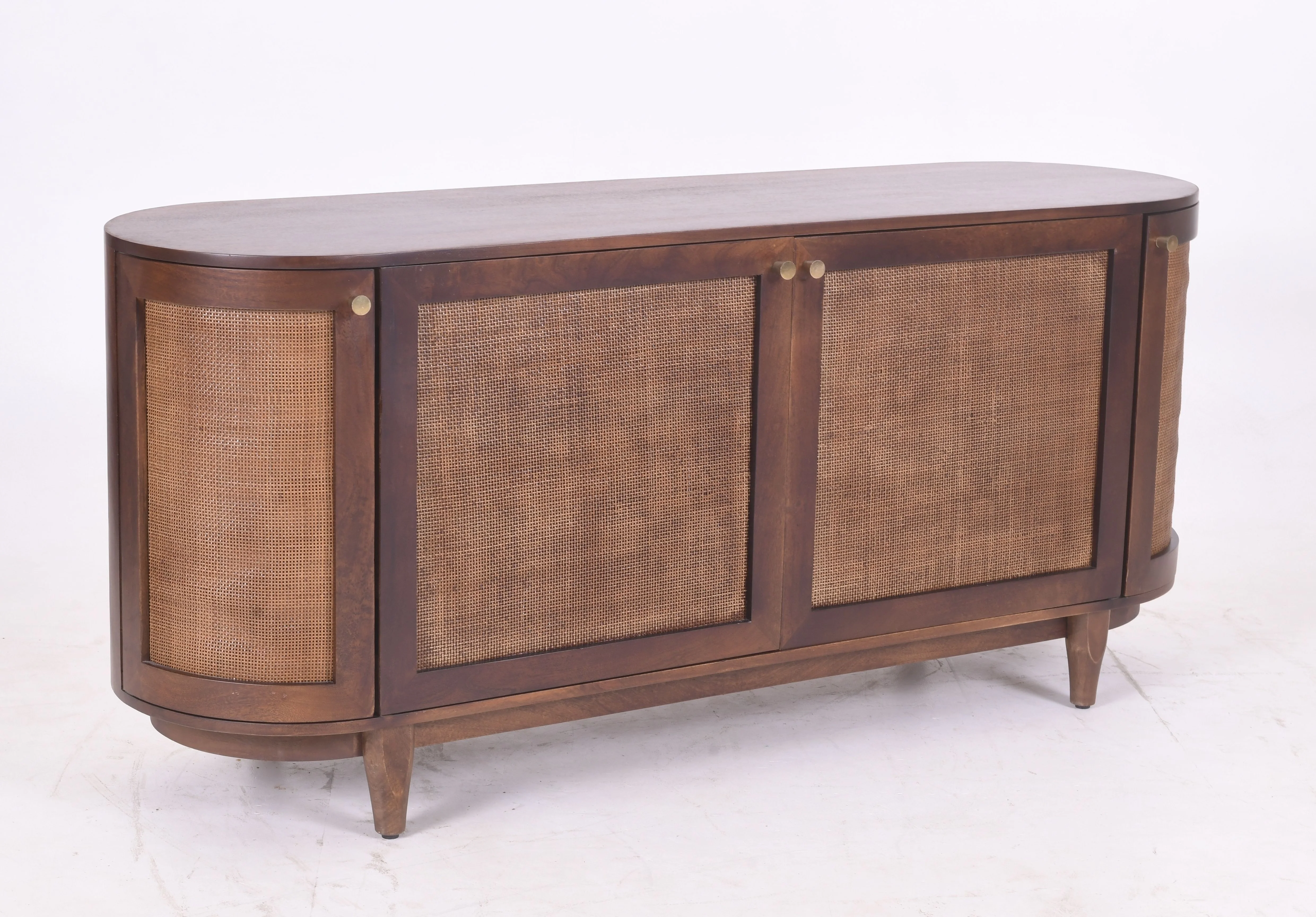 Bohemia Dark Walnut Mango Wood & Rattan Sideboard | 4 Rattan Doors | 172 cm - Image 3