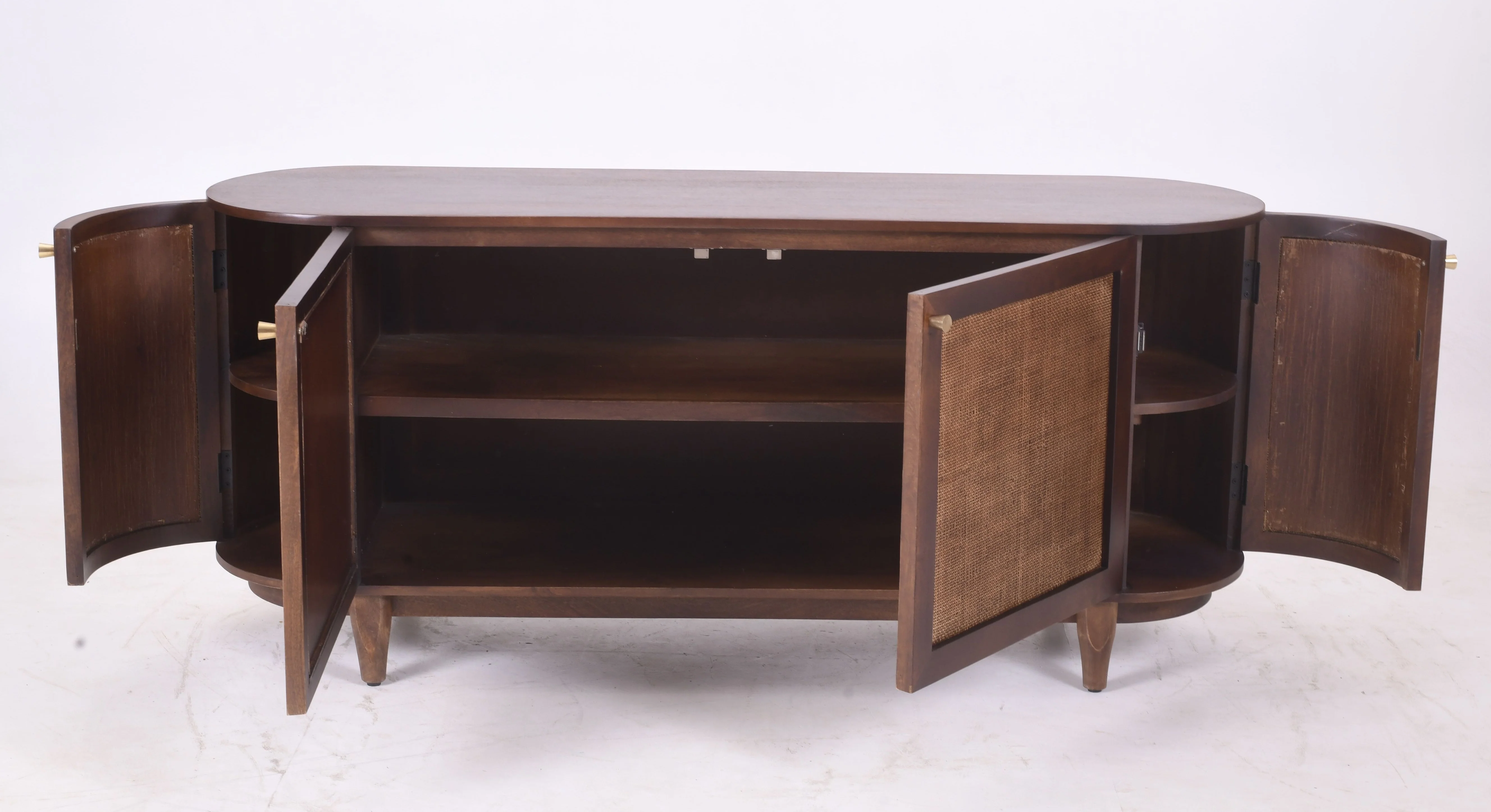 Bohemia Dark Walnut Mango Wood & Rattan Sideboard | 4 Rattan Doors | 172 cm - Image 5