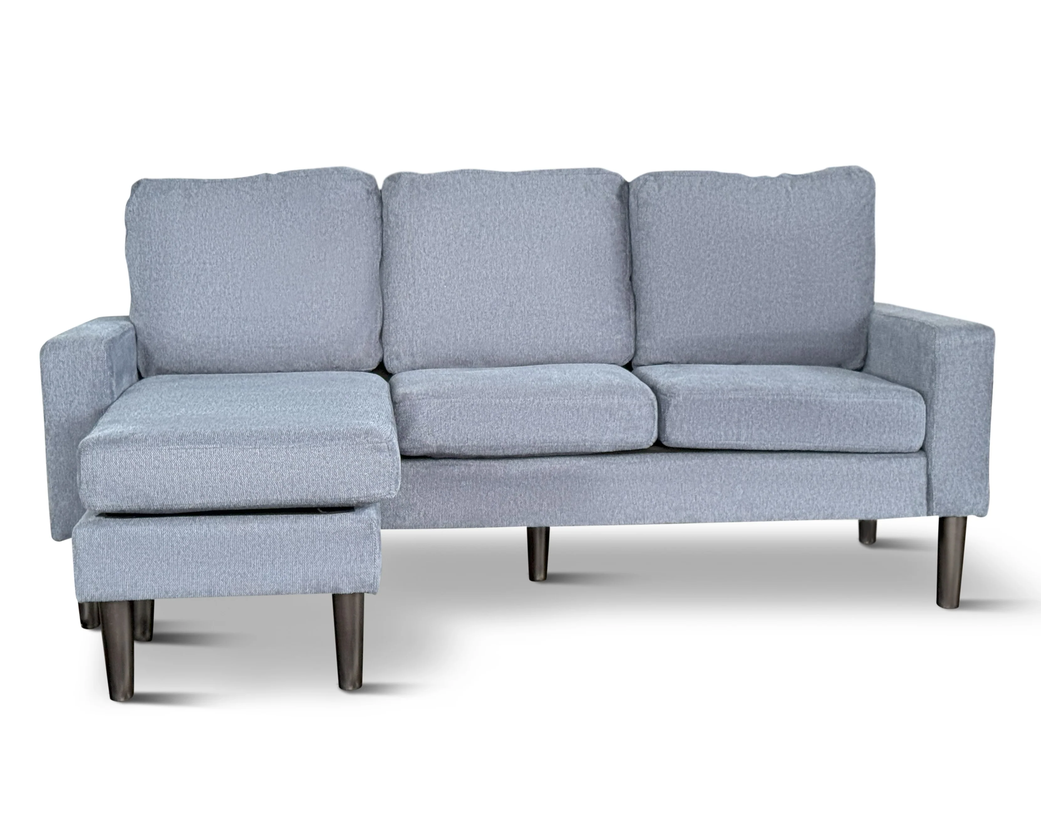 Chloe 3 Seater Sofa with Reversible Chaise in Blue Linen - Image 4