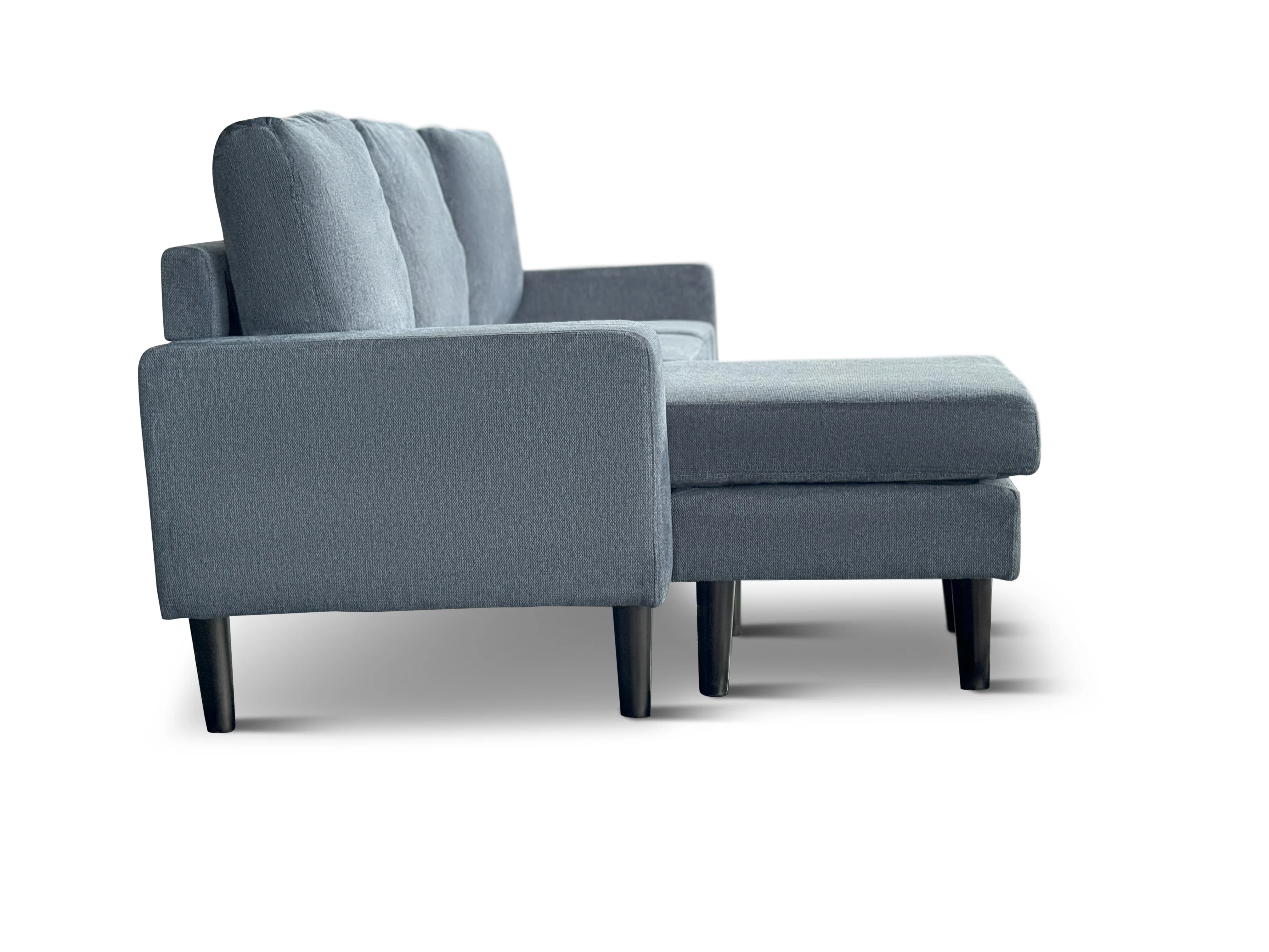 Chloe 3 Seater Sofa with Reversible Chaise in Blue Linen - Image 5