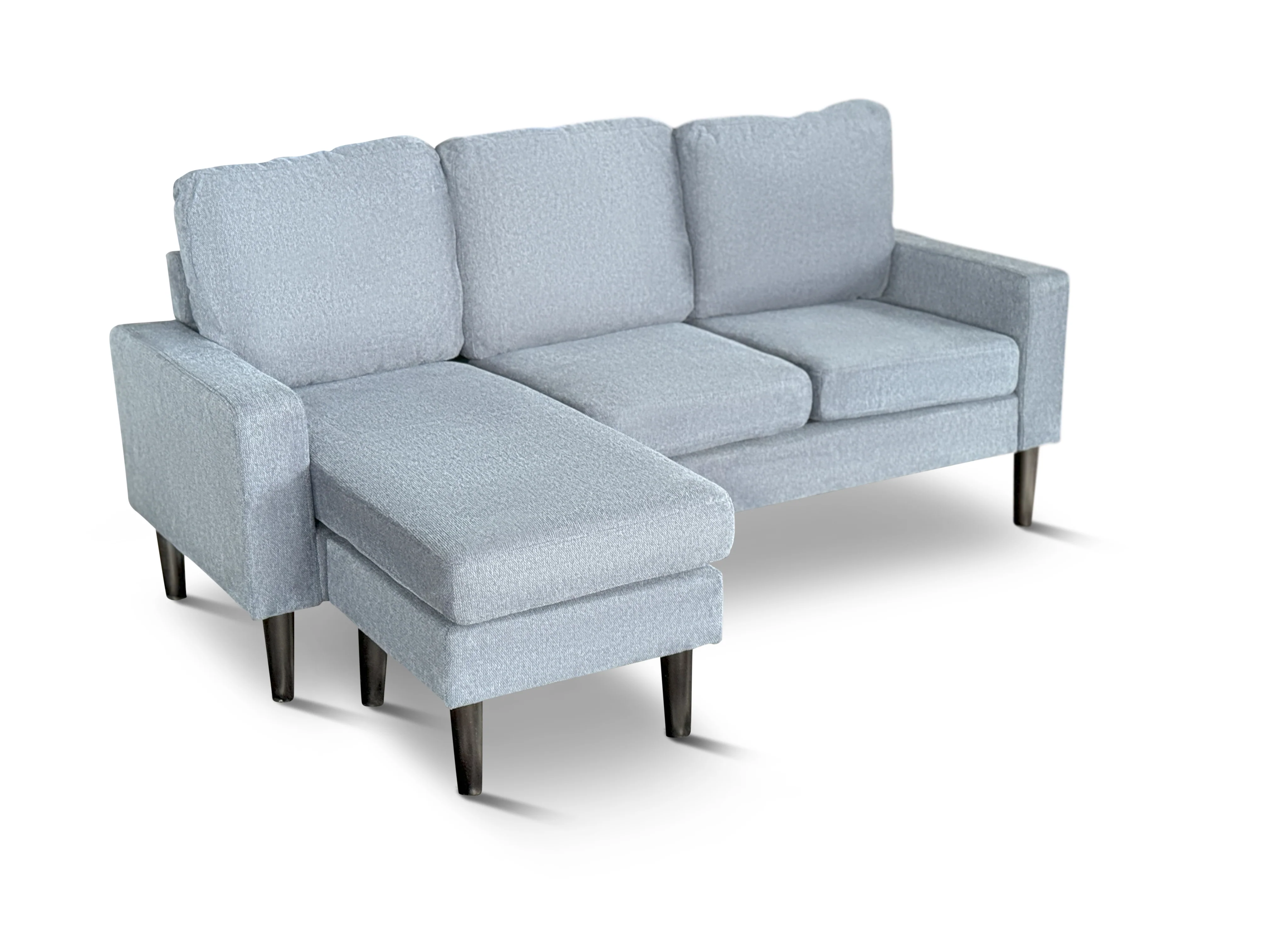 Chloe 3 Seater Sofa with Reversible Chaise in Blue Linen - Image 6