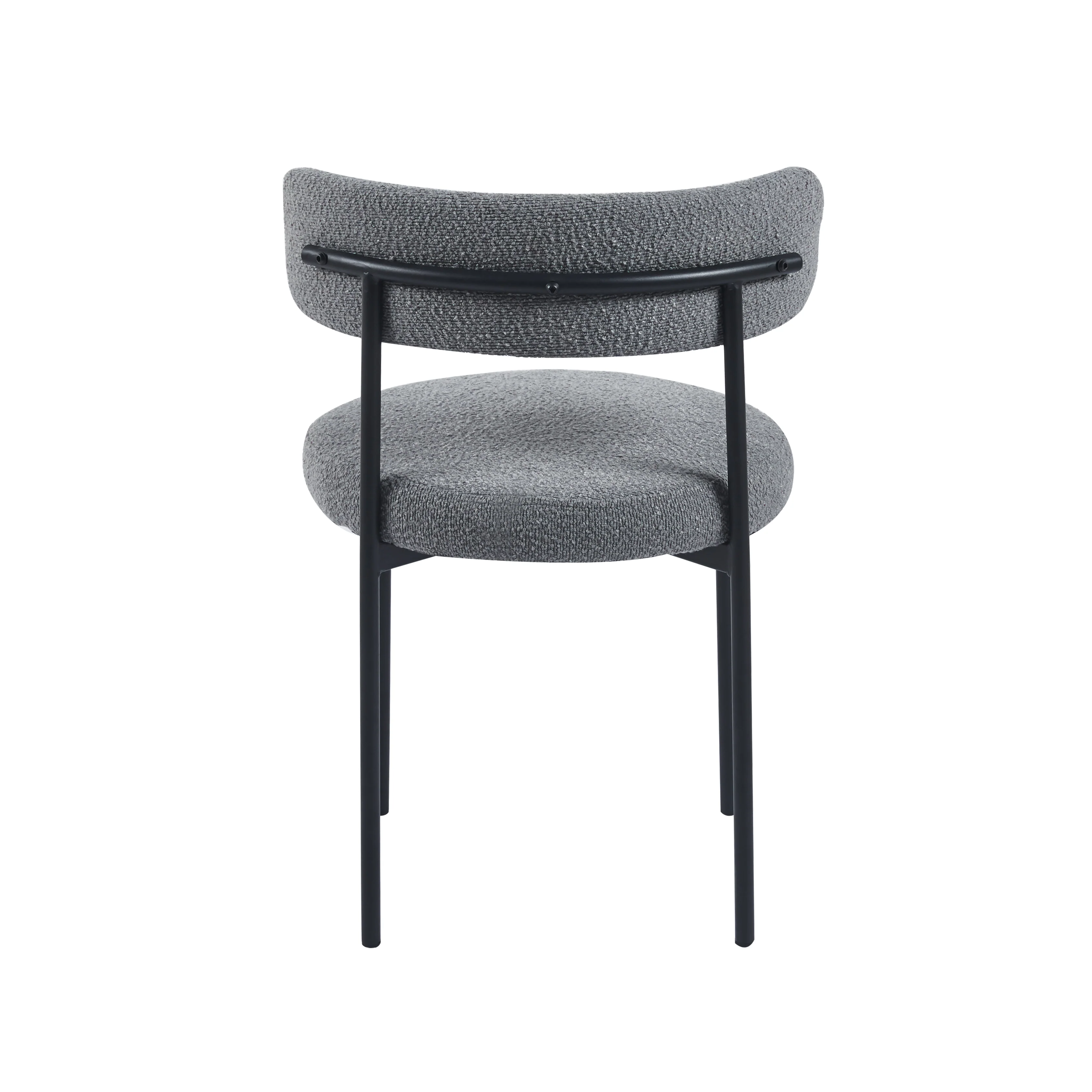 Danni Set Of 4 Modern Bouclé "Teddy" Fabric Dining Chairs | Grey - Image 6