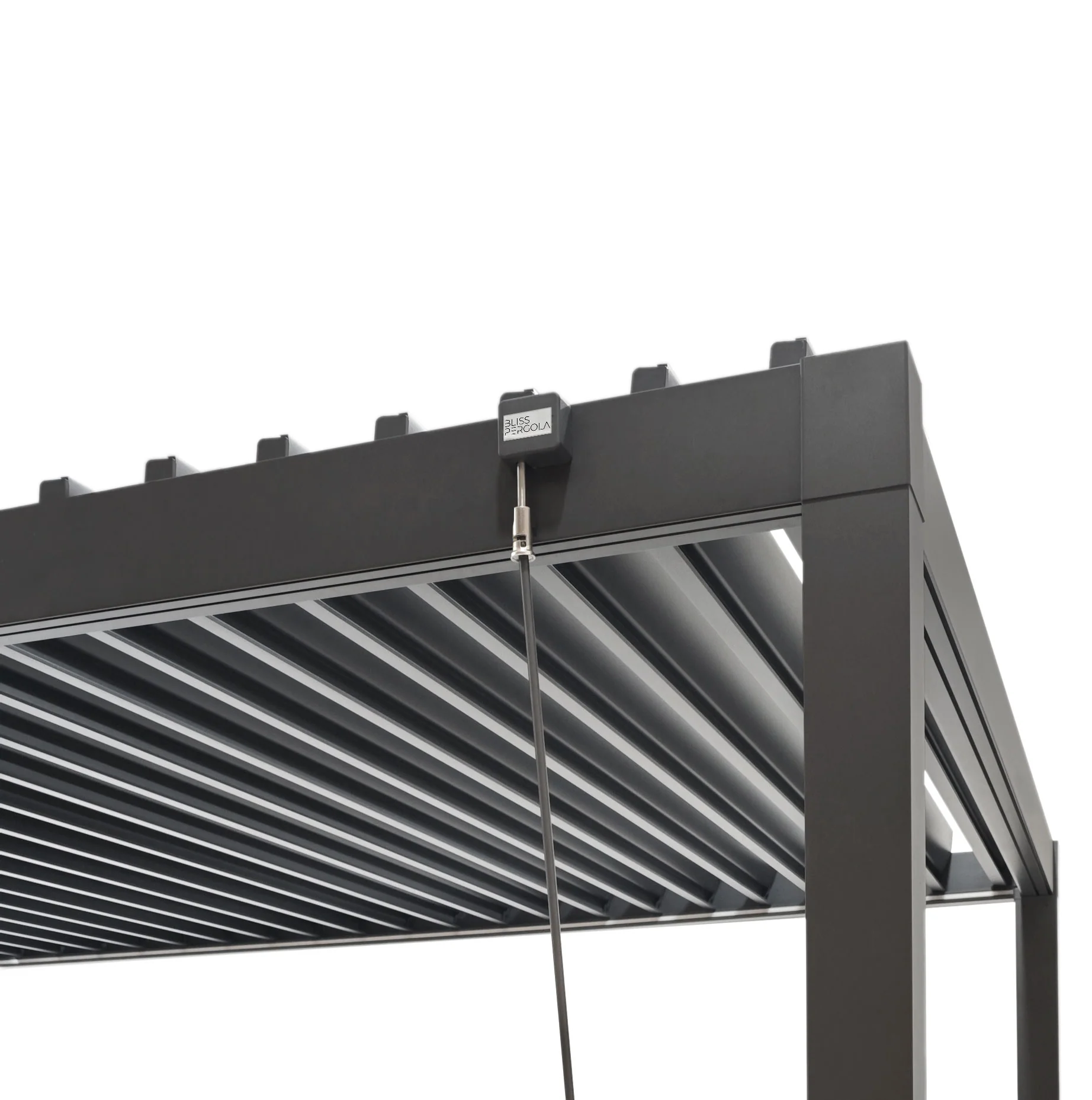 LuxShade™ 3×3m Aluminium Pergola with LEDs, Double-Layered Louvred Roof - Image 11