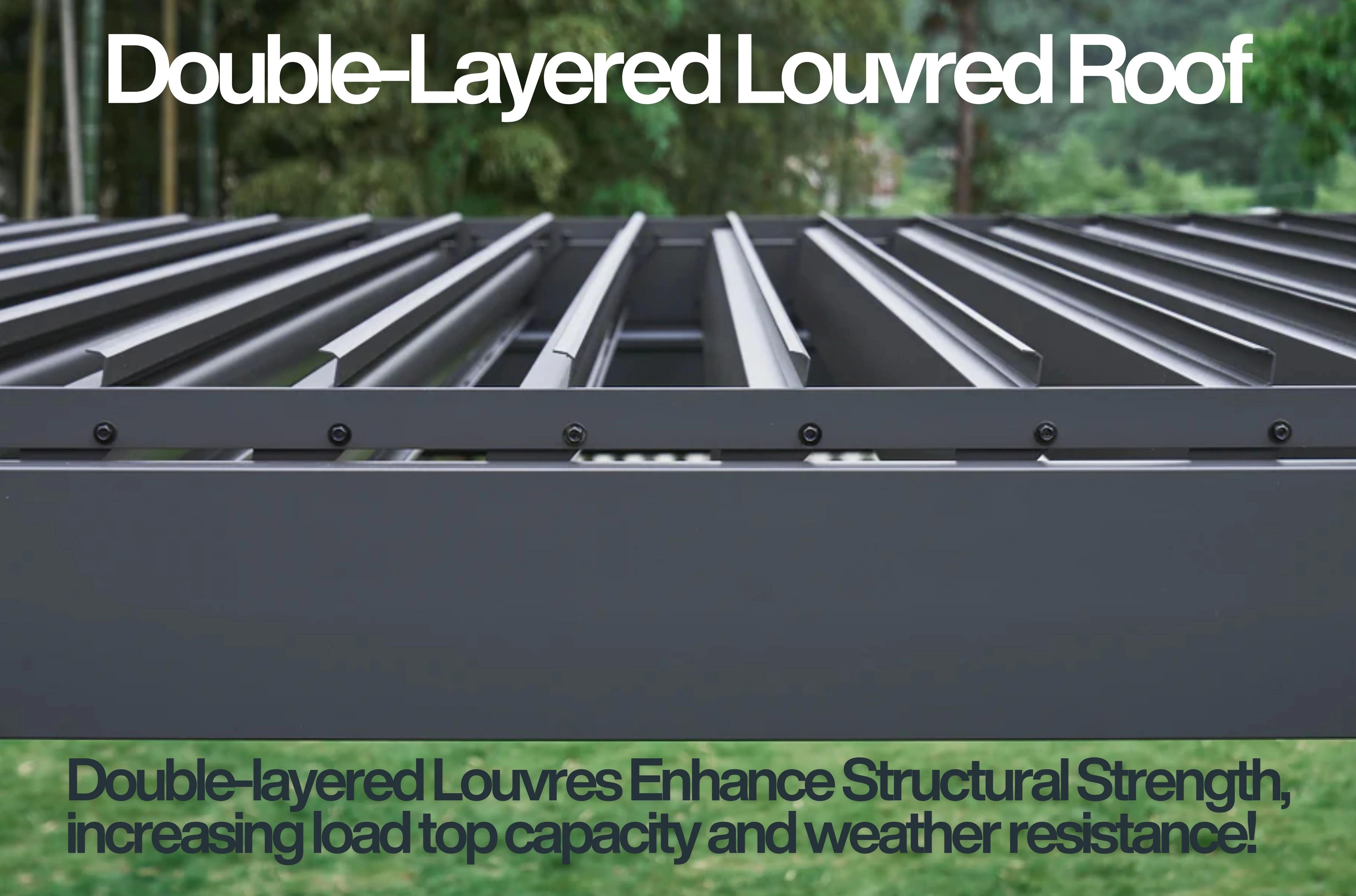 LuxShade™ 3×3m Aluminium Pergola with LEDs, Double-Layered Louvred Roof - Image 6