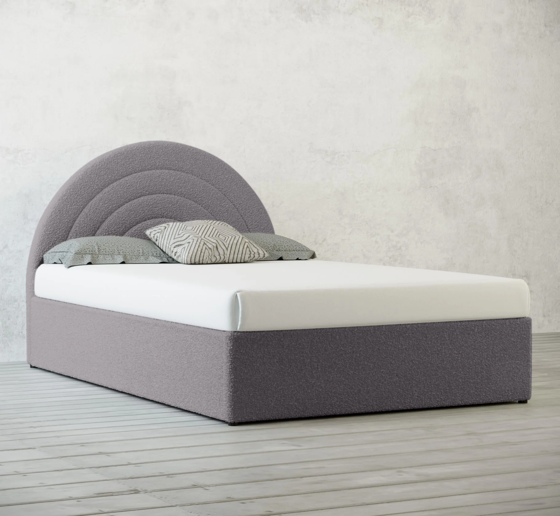 Emma Ottoman Storage Bed - Grey Bouclé "Teddy" Fabric - Size: 5ft King Size - Image 4
