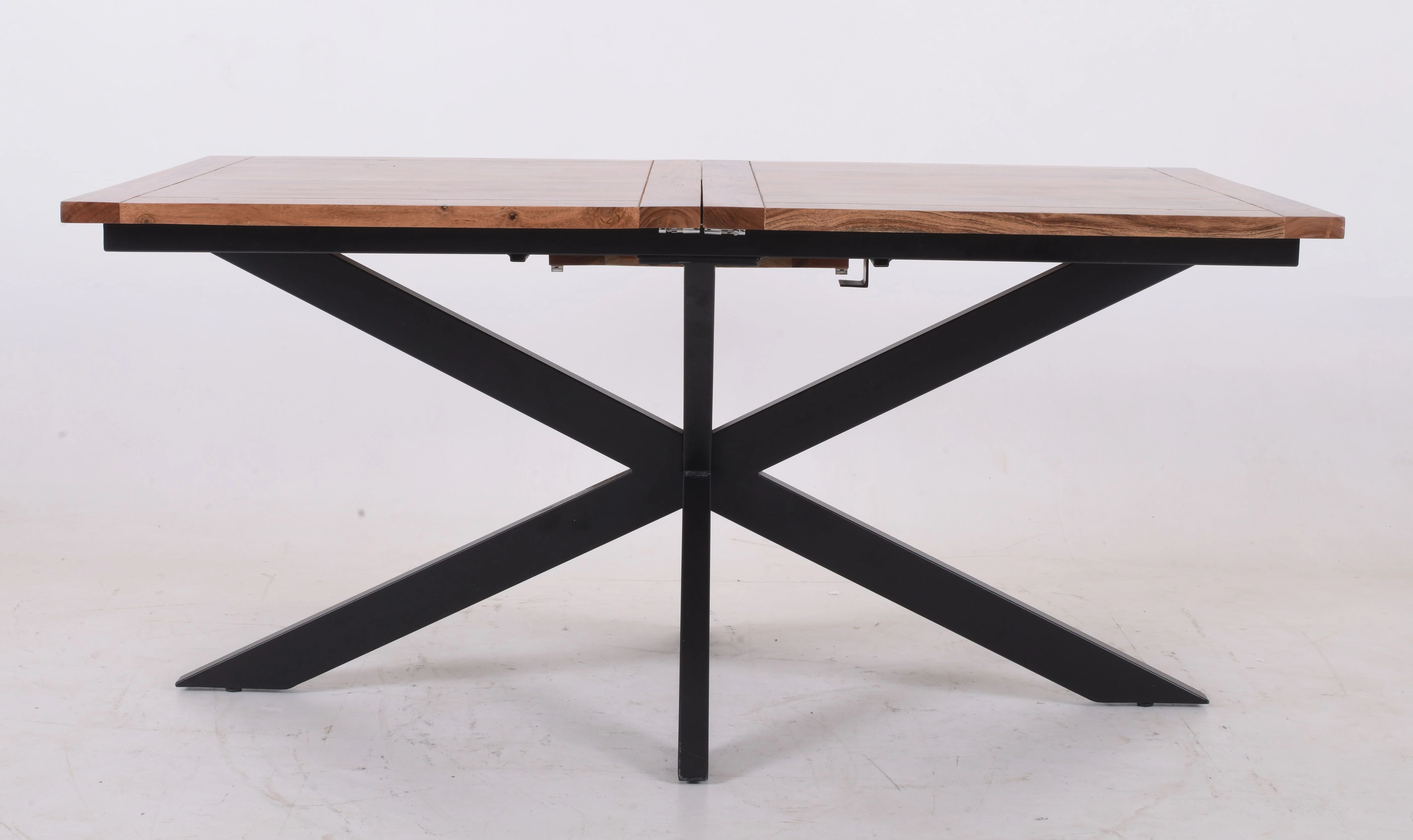 Extendable Acacia Wood Dining Table – Industrial X-Leg 160–200 cm - Image 3
