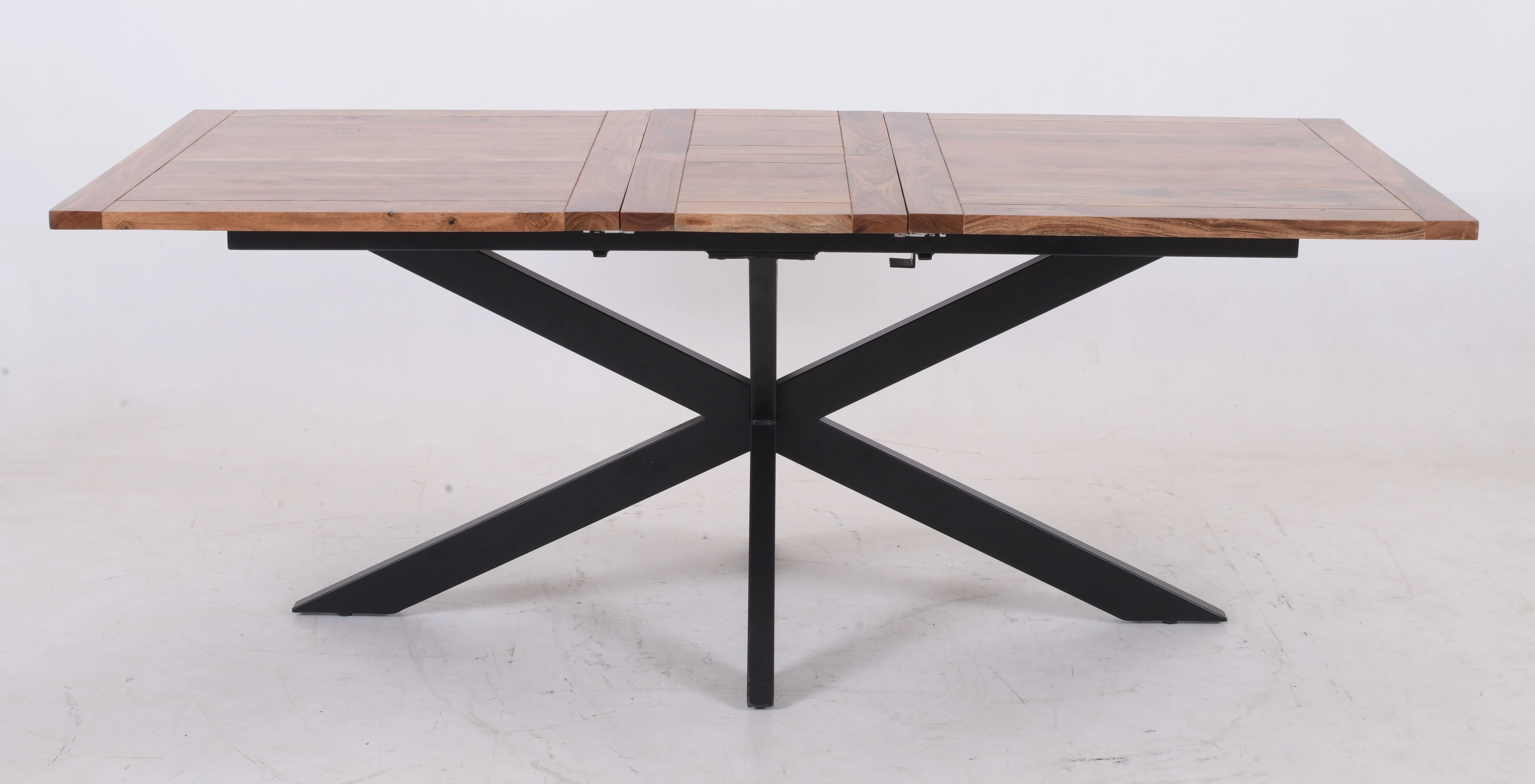 Extendable Acacia Wood Dining Table – Industrial X-Leg 160–200 cm - Image 6