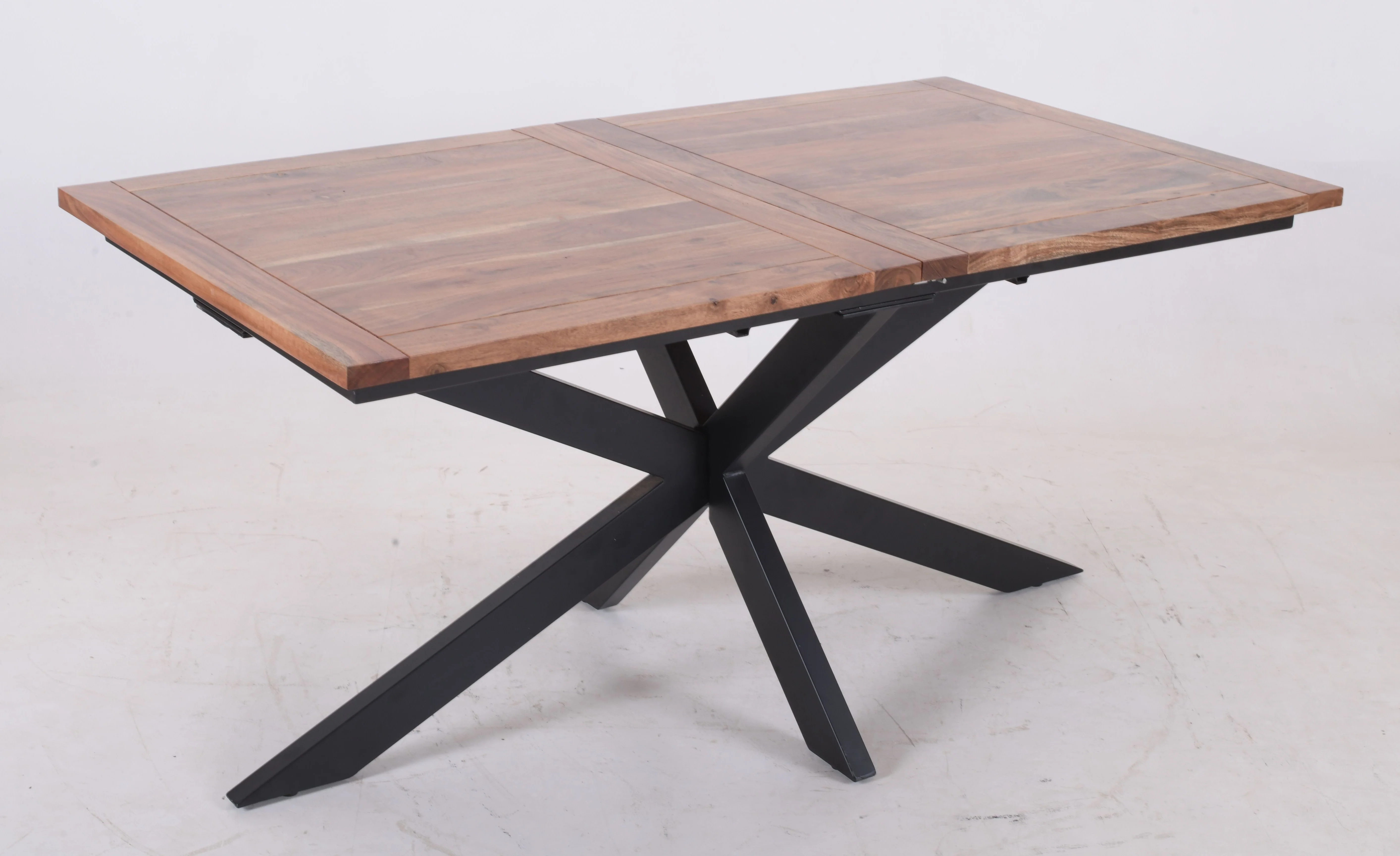 Extendable Acacia Wood Dining Table – Industrial X-Leg 160–200 cm - Image 7
