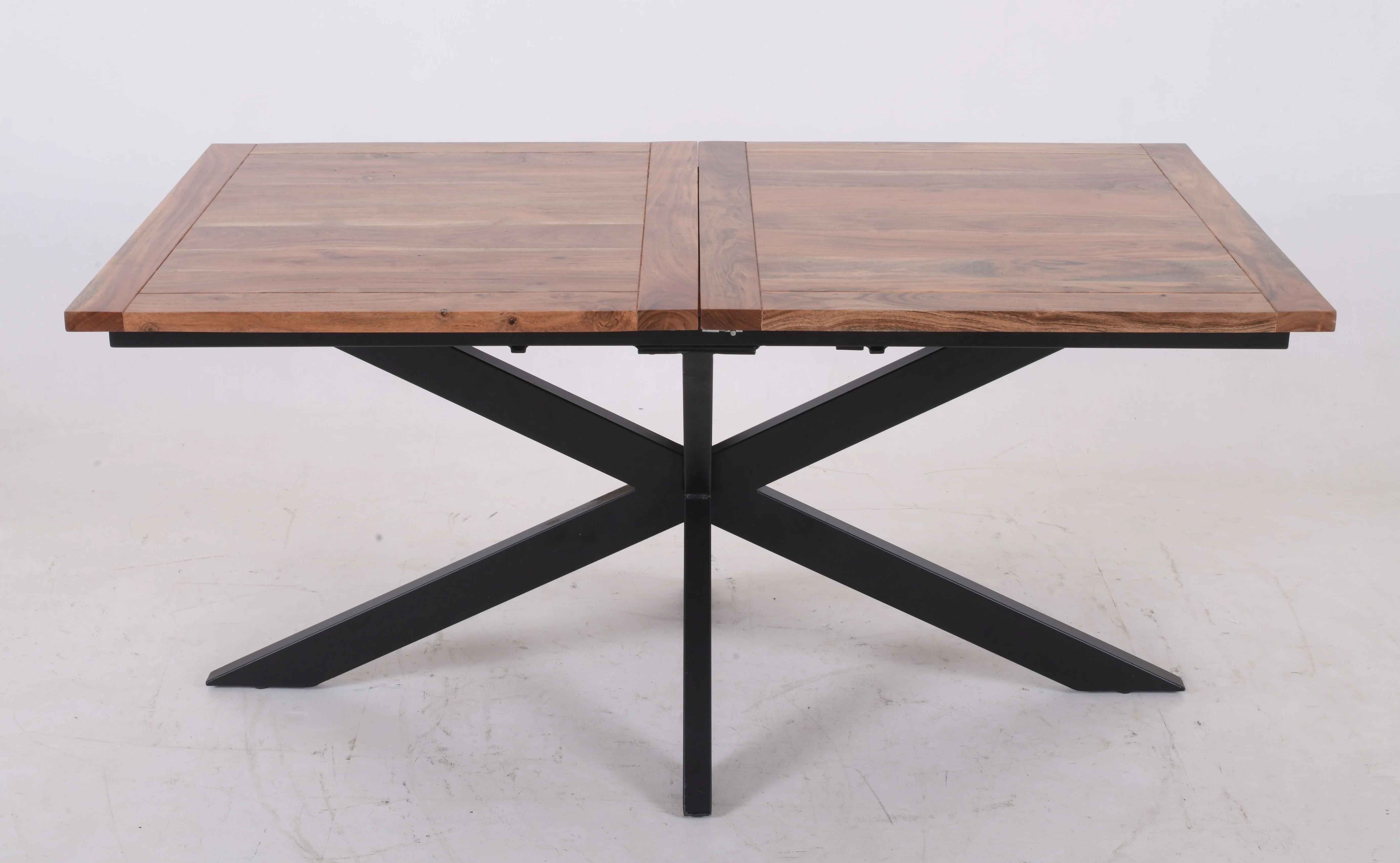 Extendable Acacia Wood Dining Table – Industrial X-Leg 160–200 cm - Image 8