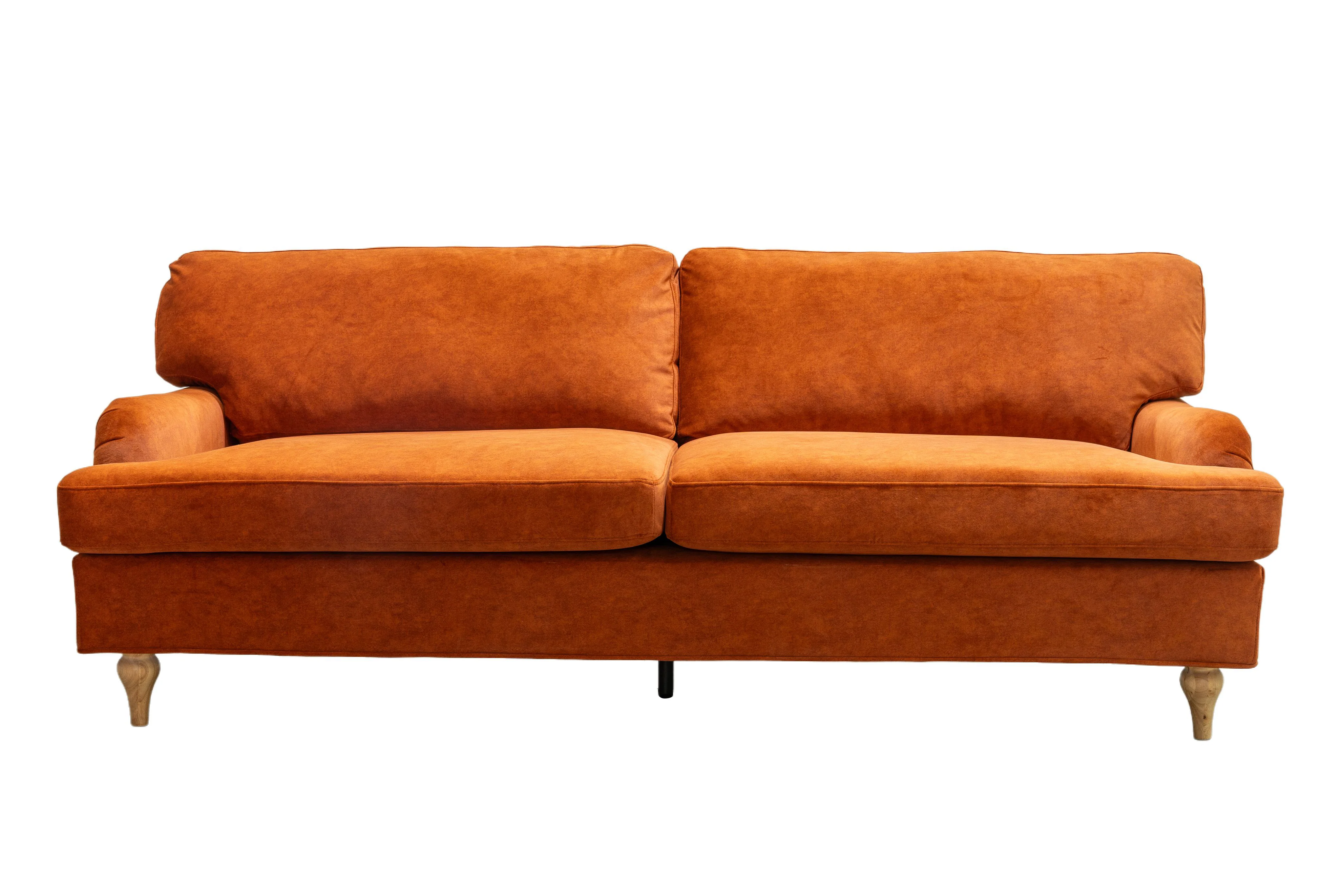 Hattie 3 Seater Sofa | Burnt Orange Plush Velvet - Image 3