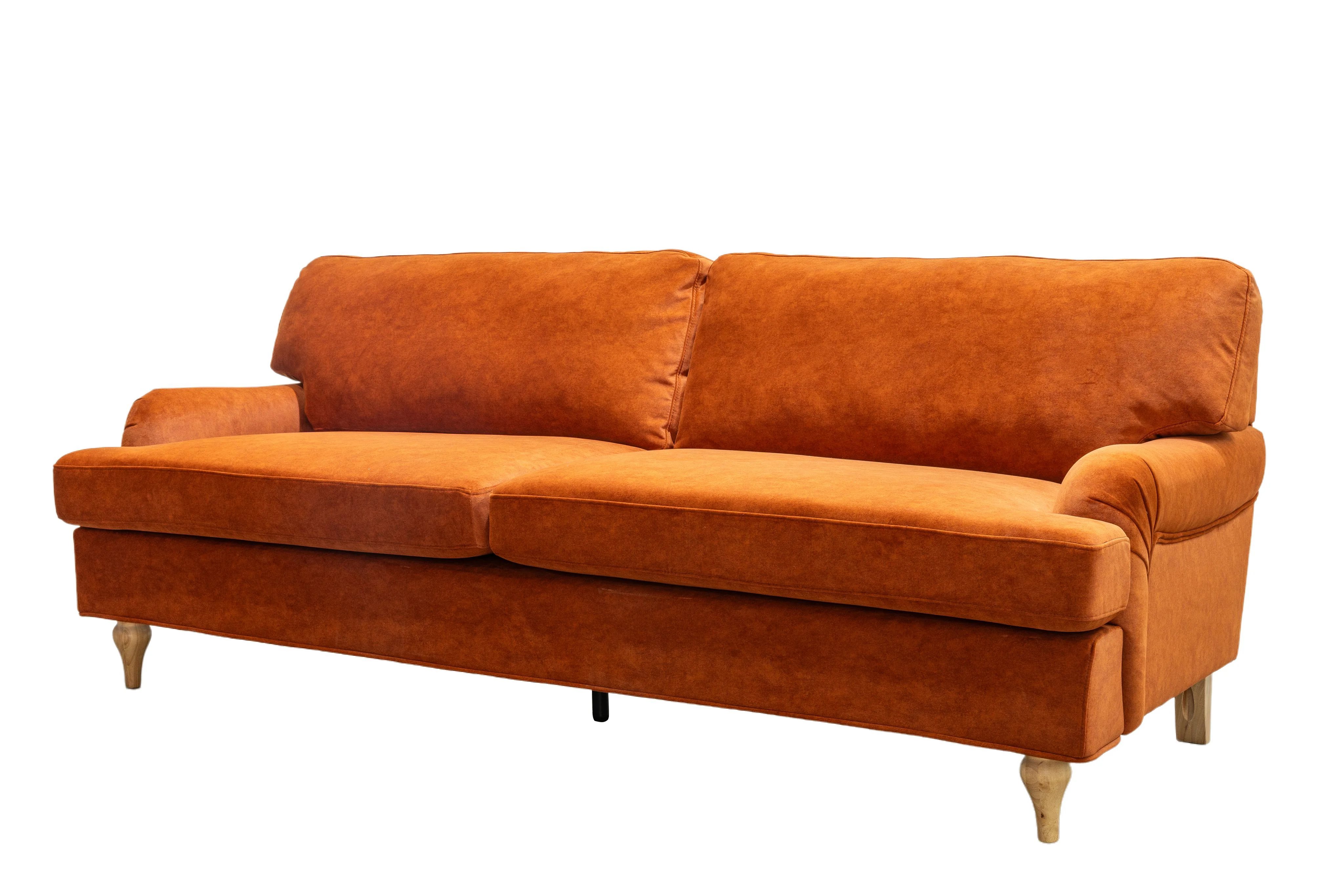 Hattie 3 Seater Sofa | Burnt Orange Plush Velvet - Image 4