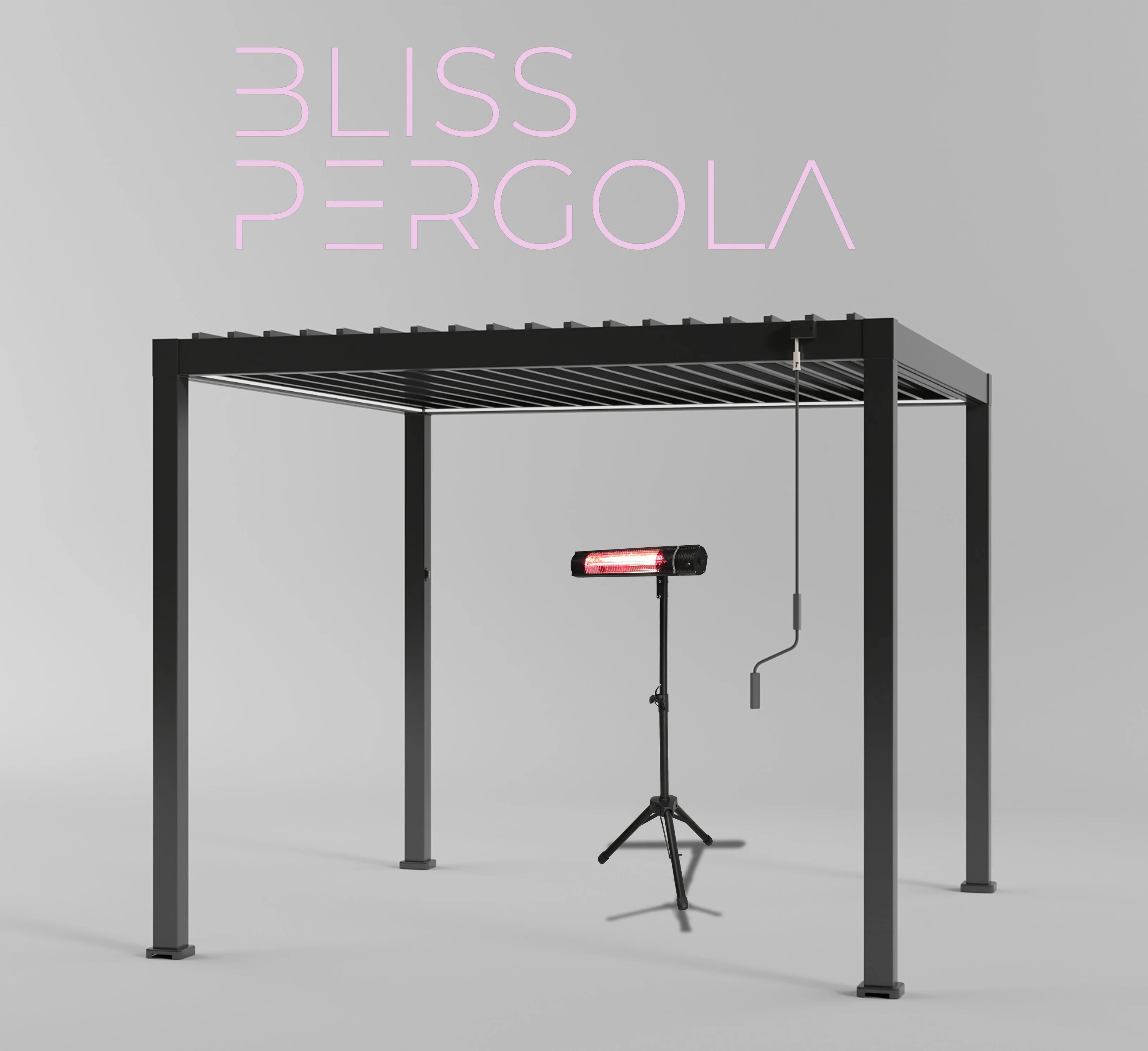 LuxShade™ 3×3m Aluminium Pergola with LEDs, Double-Layered Louvred Roof - Image 3