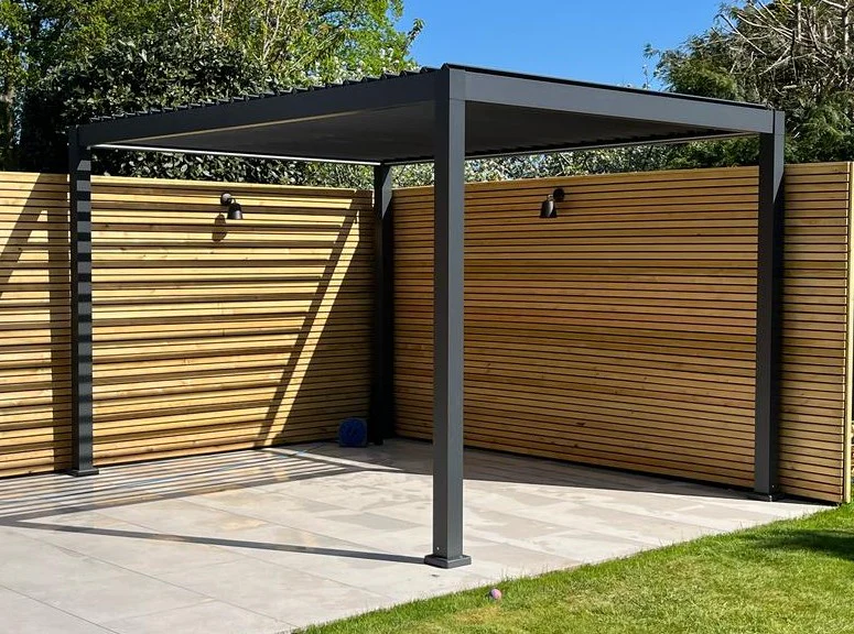 LuxShade™ 3×4m Aluminium Pergola with LEDs, Double-Layered Louvred Roof - Image 10