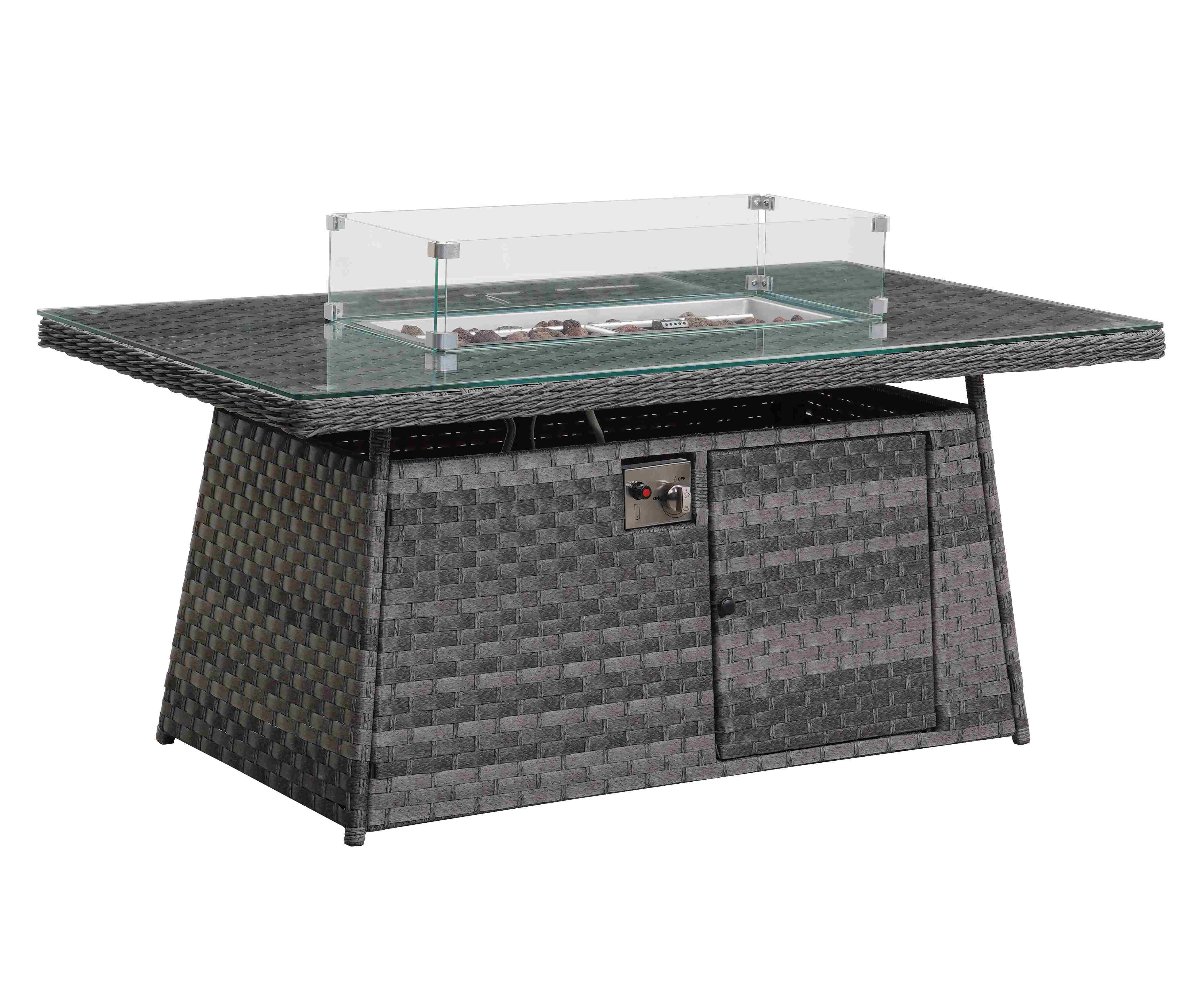 Icon Luxury Rattan Left Hand Corner Sofa Chair Bench and Fire Pit Table - Dark Grey - Image 7