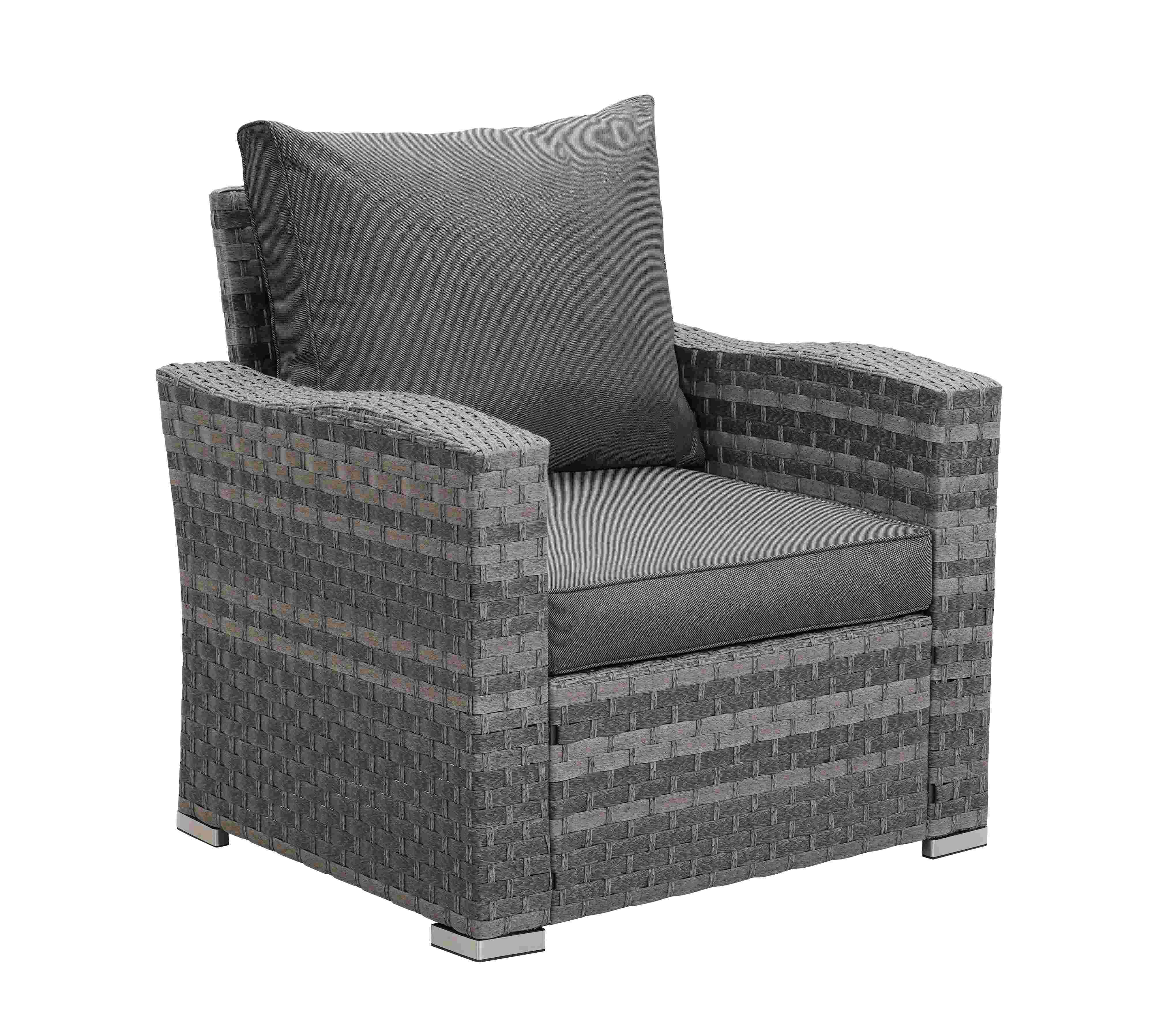 Icon Luxury Rattan Left Hand Corner Sofa Chair Bench and Fire Pit Table - Dark Grey - Image 8