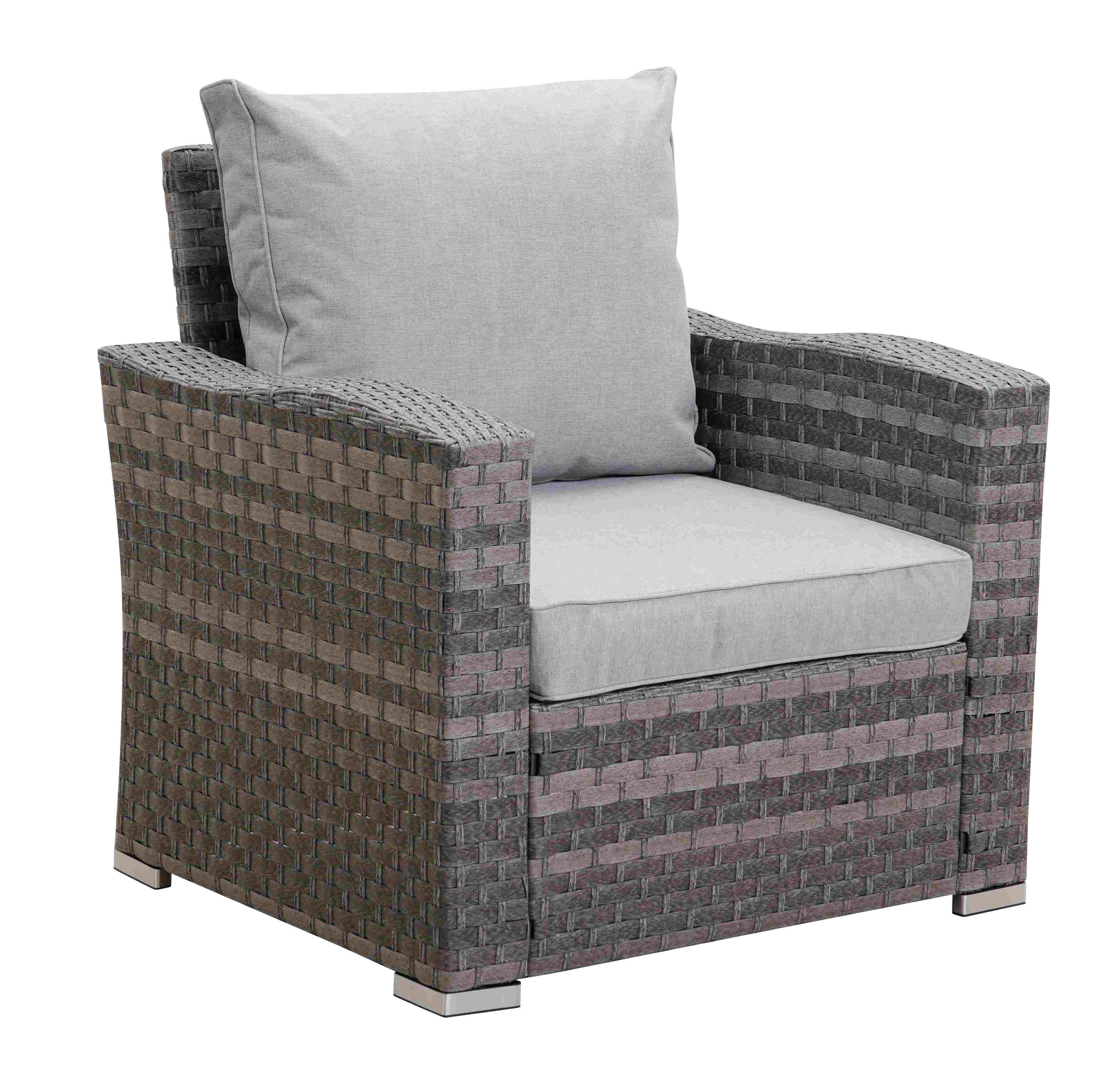 Icon Luxury Rattan Left Hand Corner Sofa Chair Bench and Fire Pit Table - Light Grey - Image 7