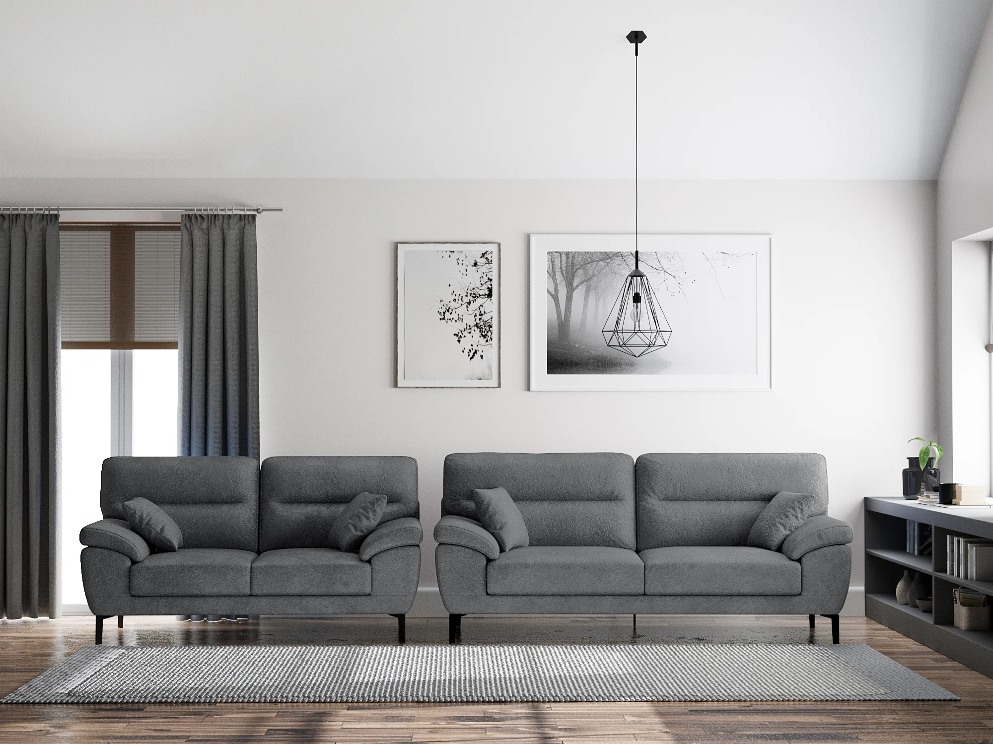 Jude 2 Seater Sofa | Light Grey Plush Velvet - Image 4