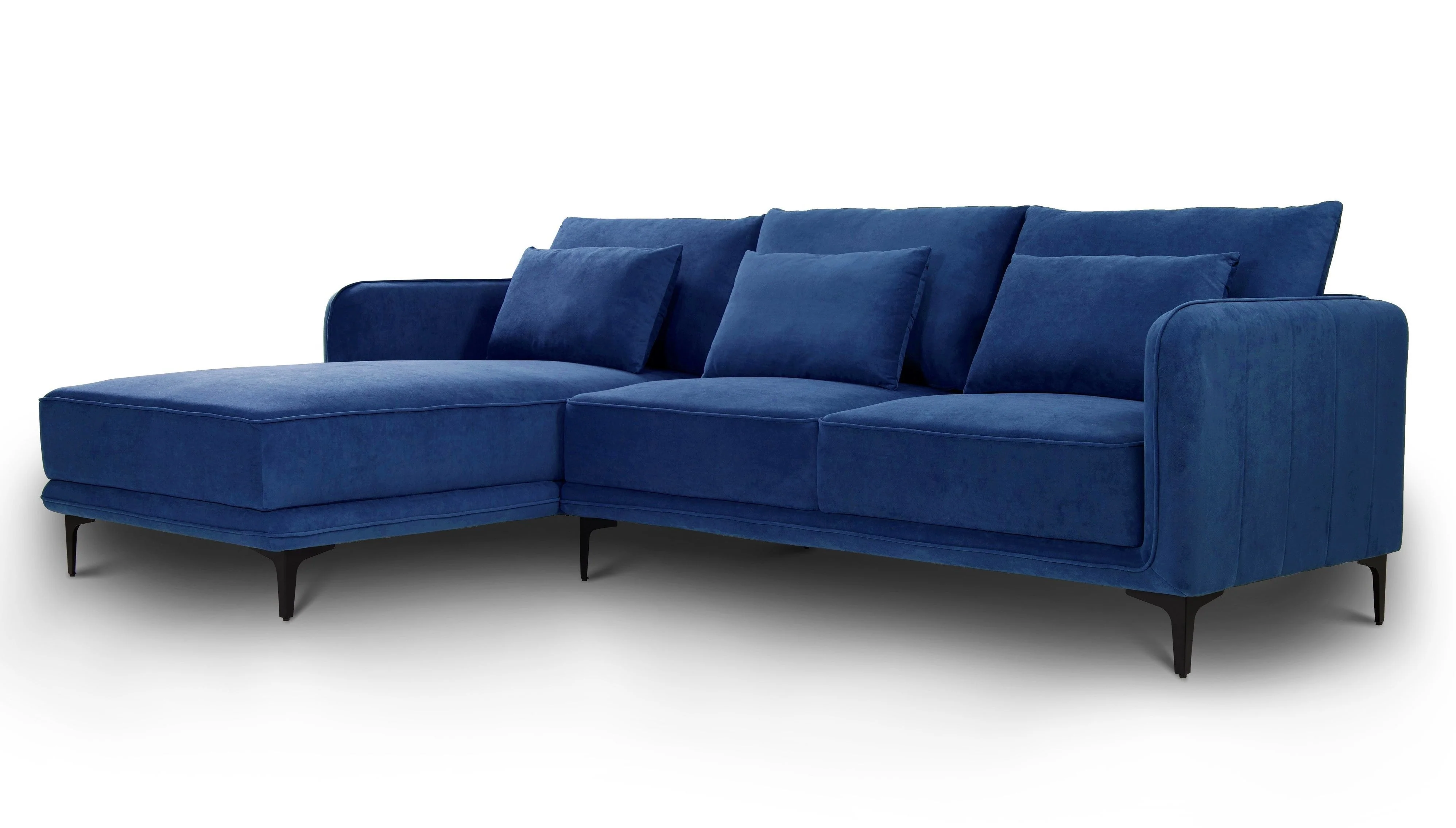 Leon Left Hand Chaise Corner Sofa | Navy Blue Plush Velvet - Image 3