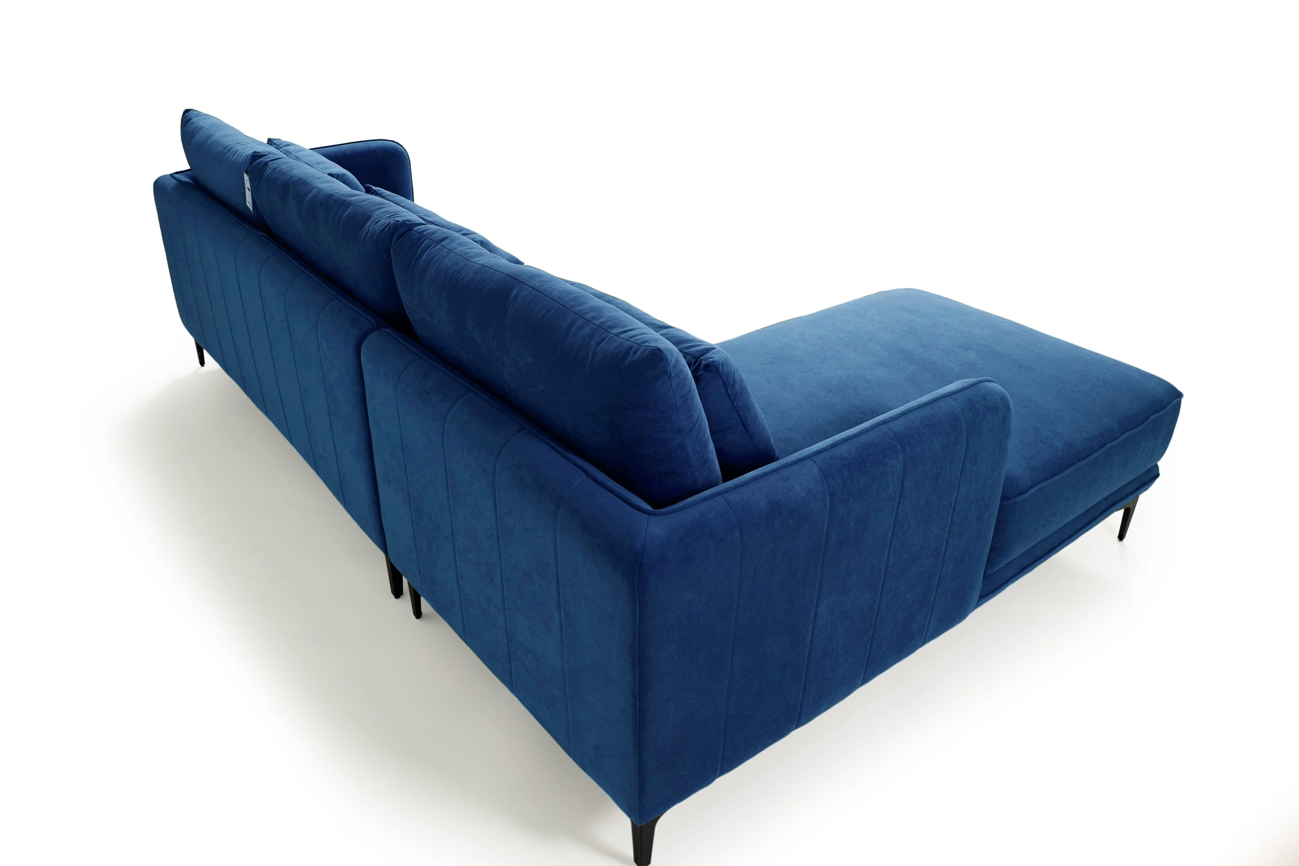 Leon Left Hand Chaise Corner Sofa | Navy Blue Plush Velvet - Image 4