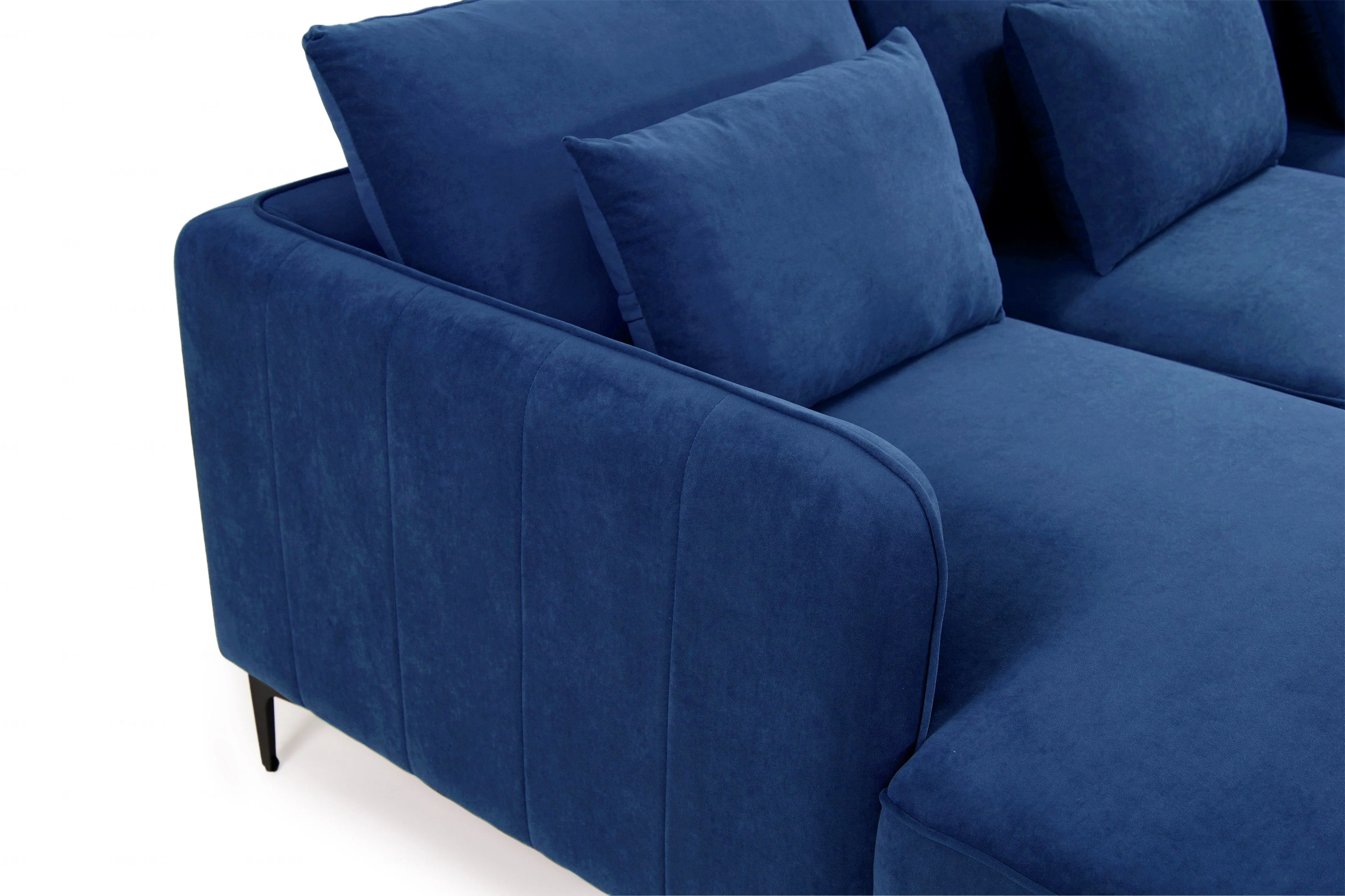 Leon Left Hand Chaise Corner Sofa | Navy Blue Plush Velvet - Image 5