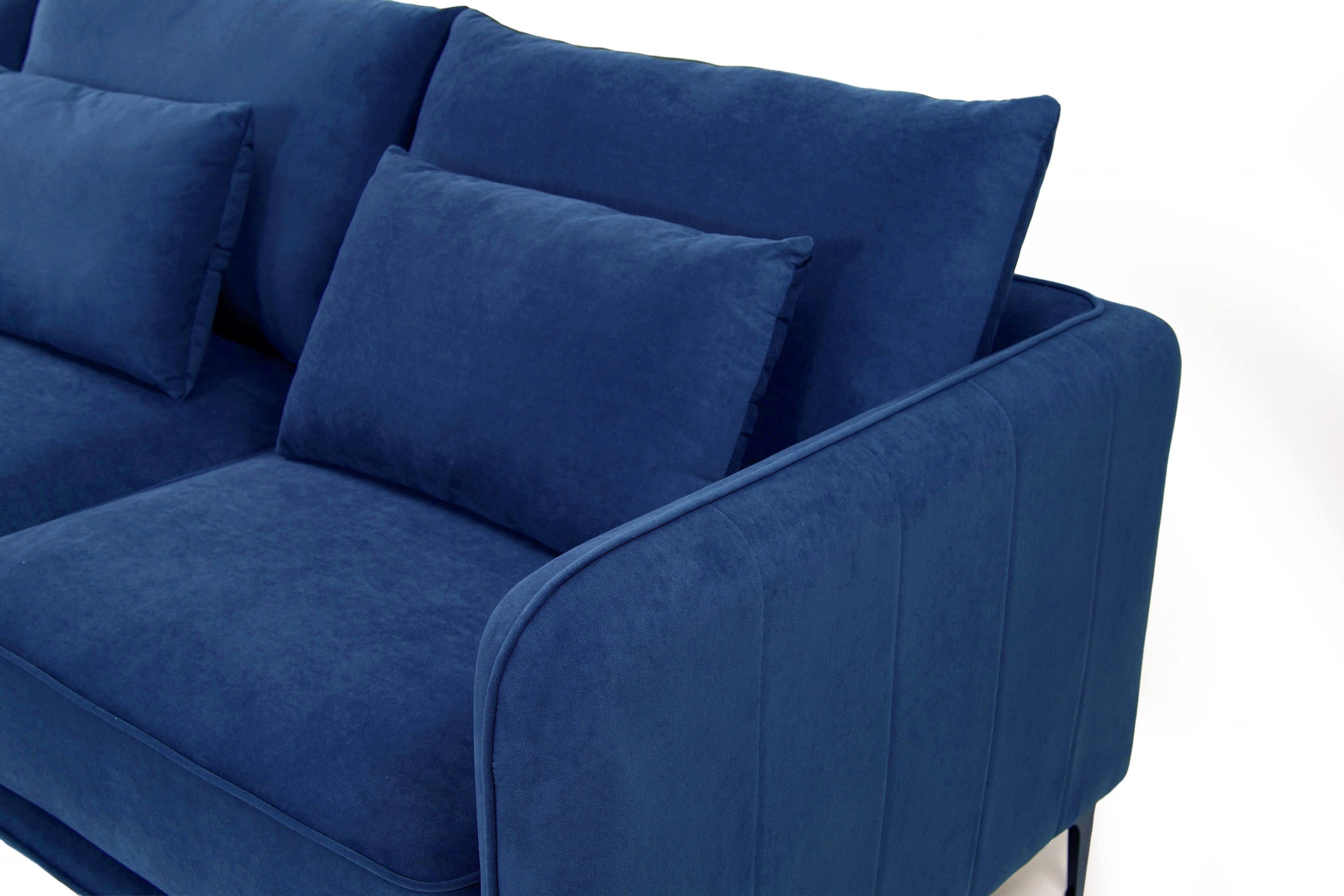 Leon Left Hand Chaise Corner Sofa | Navy Blue Plush Velvet - Image 6