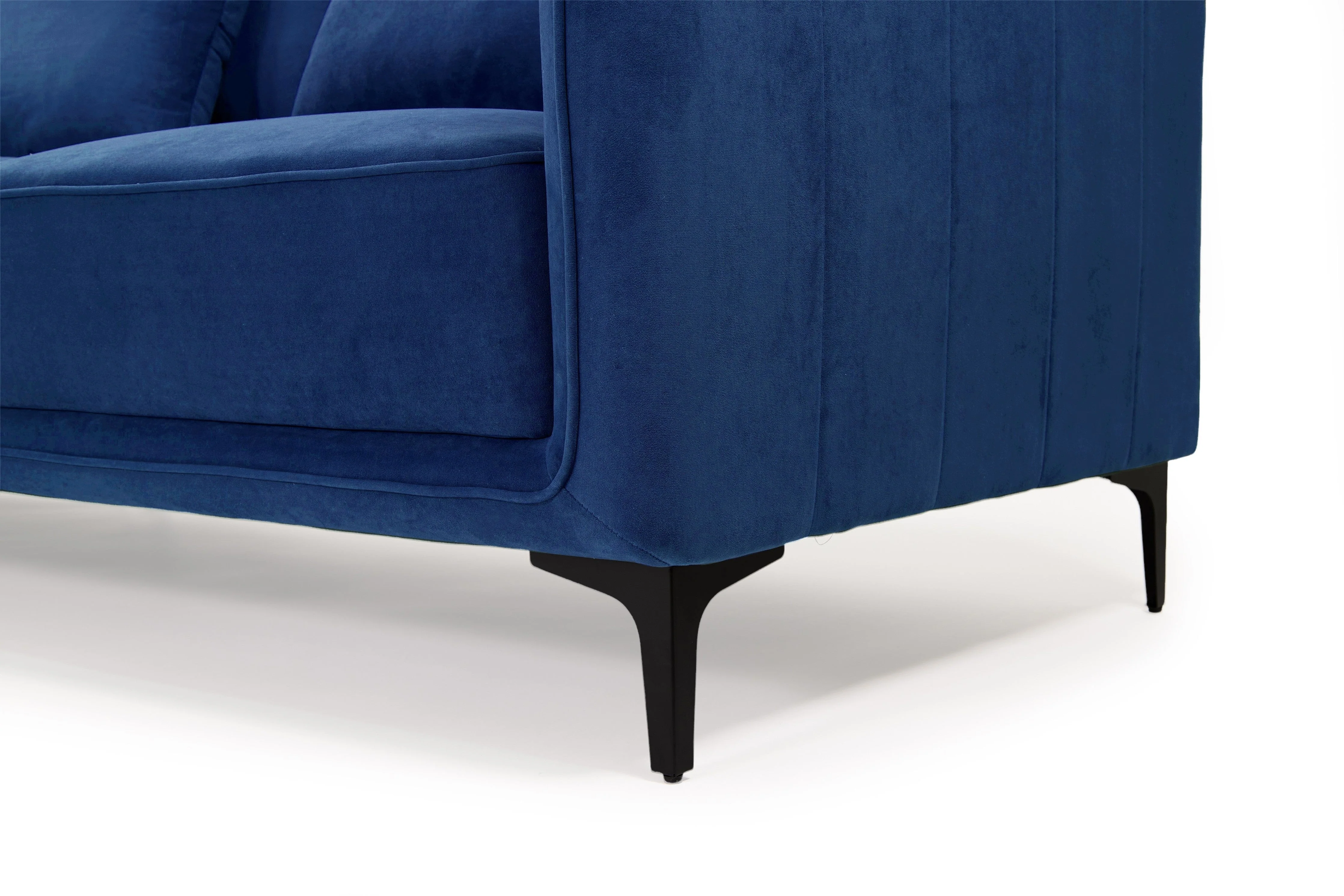Leon Left Hand Chaise Corner Sofa | Navy Blue Plush Velvet - Image 7