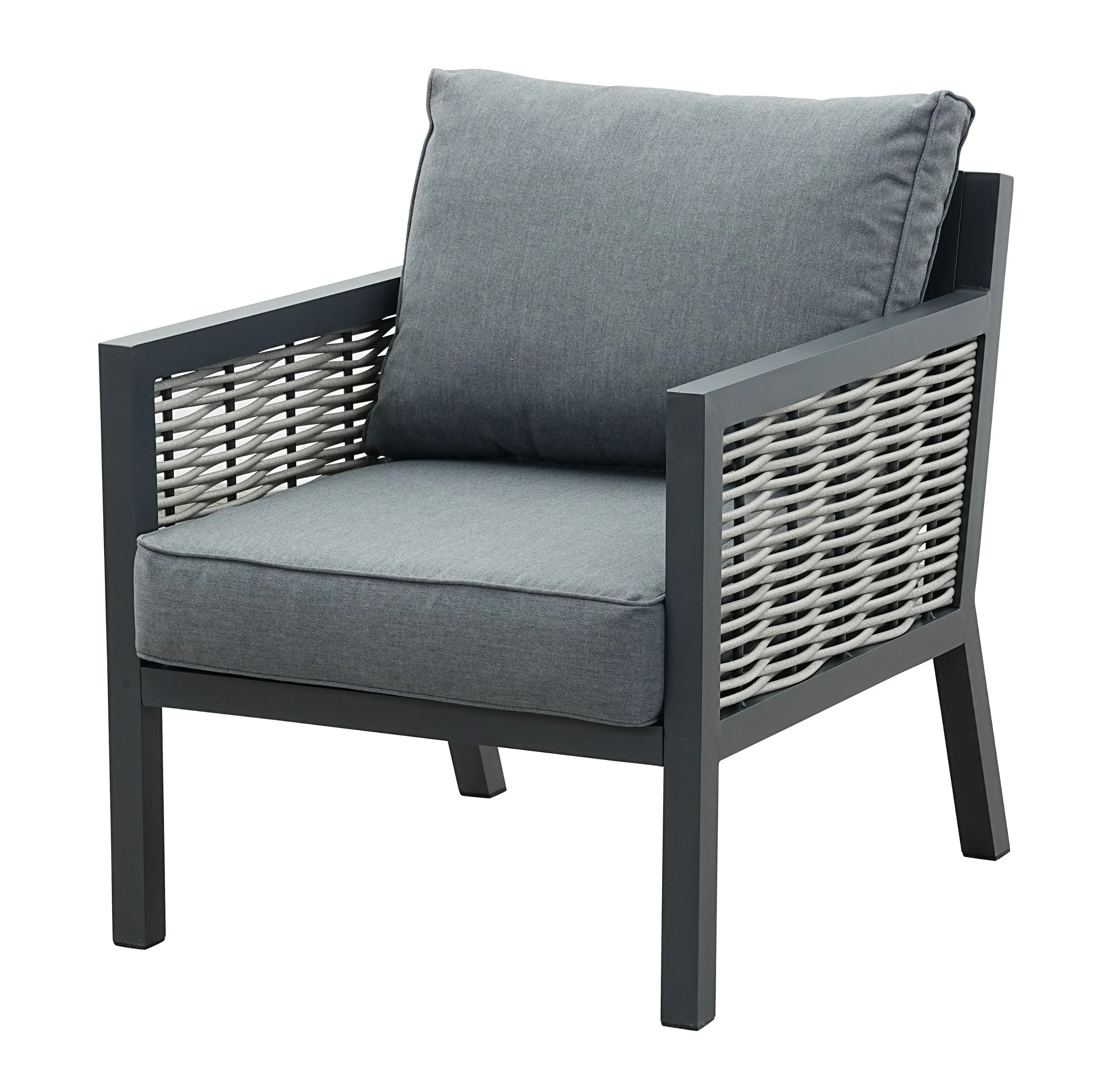 Lisbon Aluminium Corner Sofa, Chair, Bench & Rising Table Dining Set | Dark Grey - Image 8