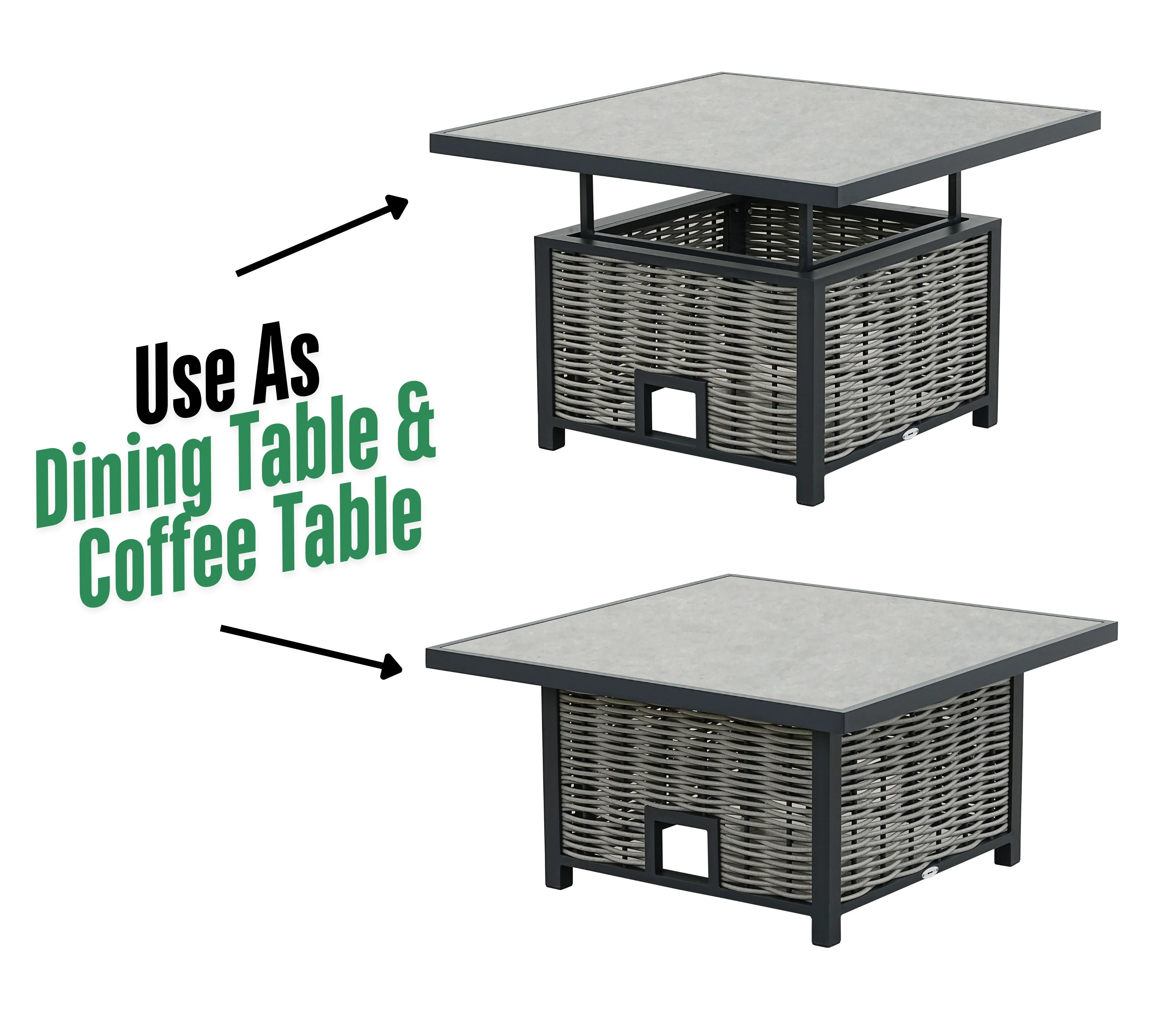 Lisbon Aluminium Corner Sofa, Chair, Bench & Rising Table Dining Set | Dark Grey - Image 6