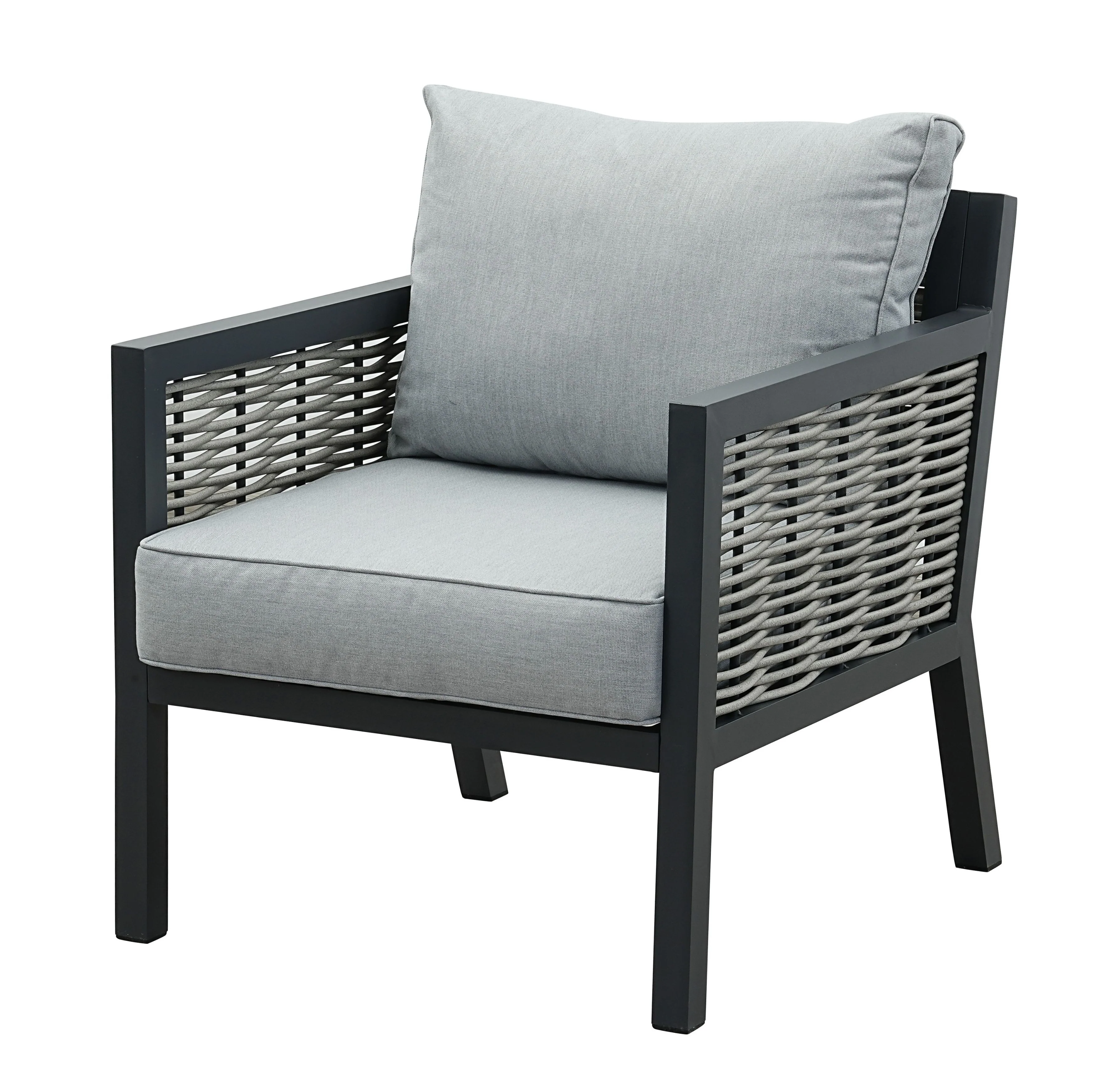Lisbon Aluminium Corner Sofa, Chair, Bench & Rising Table Dining Set | Light Grey - Image 8