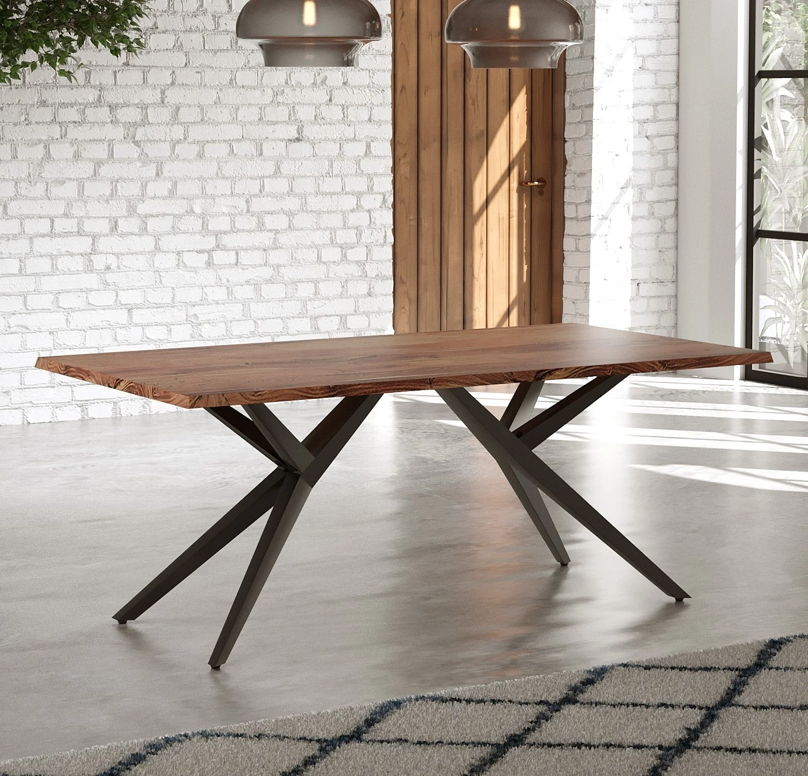 Live Edge Solid Acacia Wood Dining Table | Airloft Legs - 180cms - Image 3
