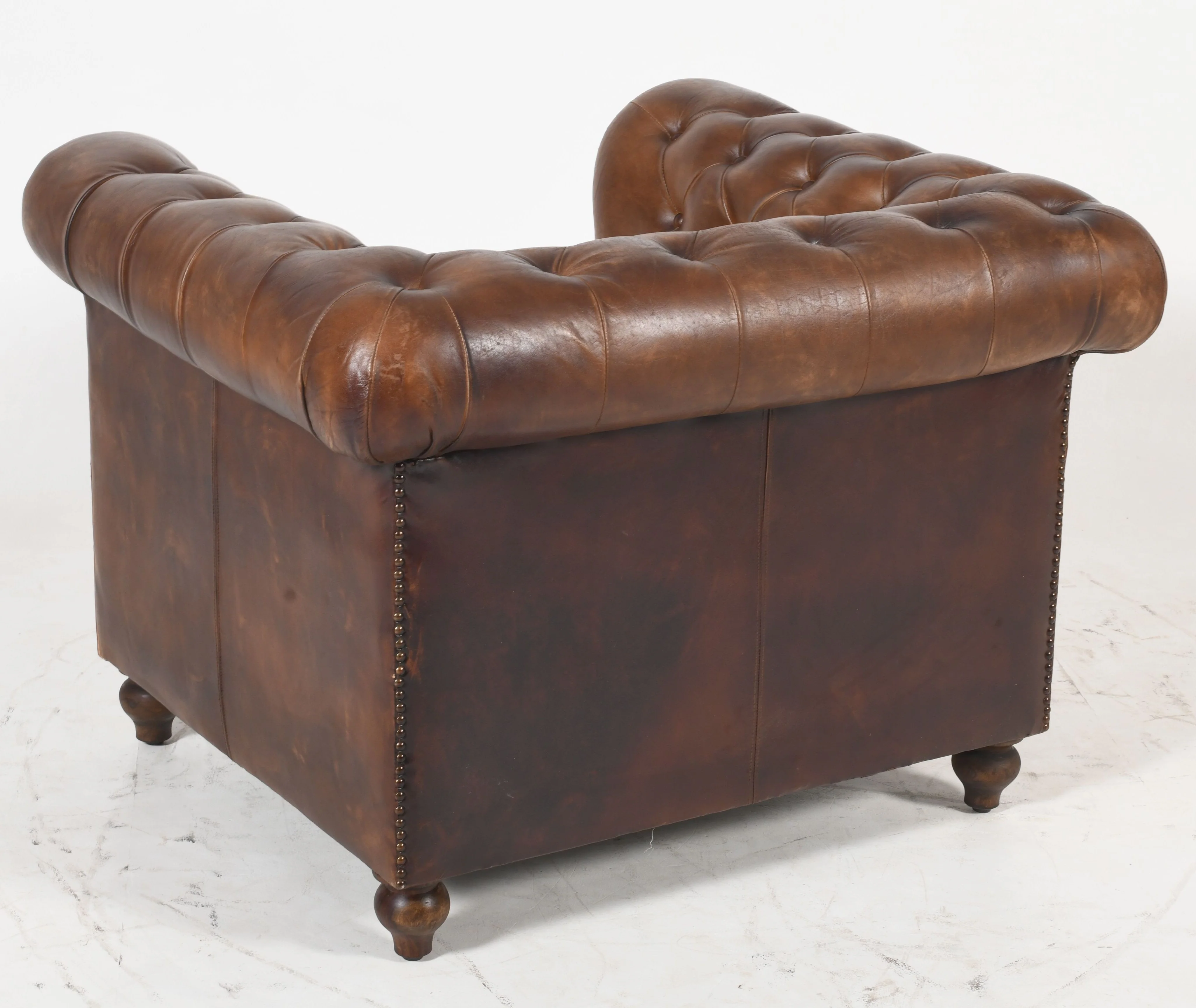 Louis Genuine Leather Chesterfield Armchair – Classic Brown (Tufted Back) - Image 6