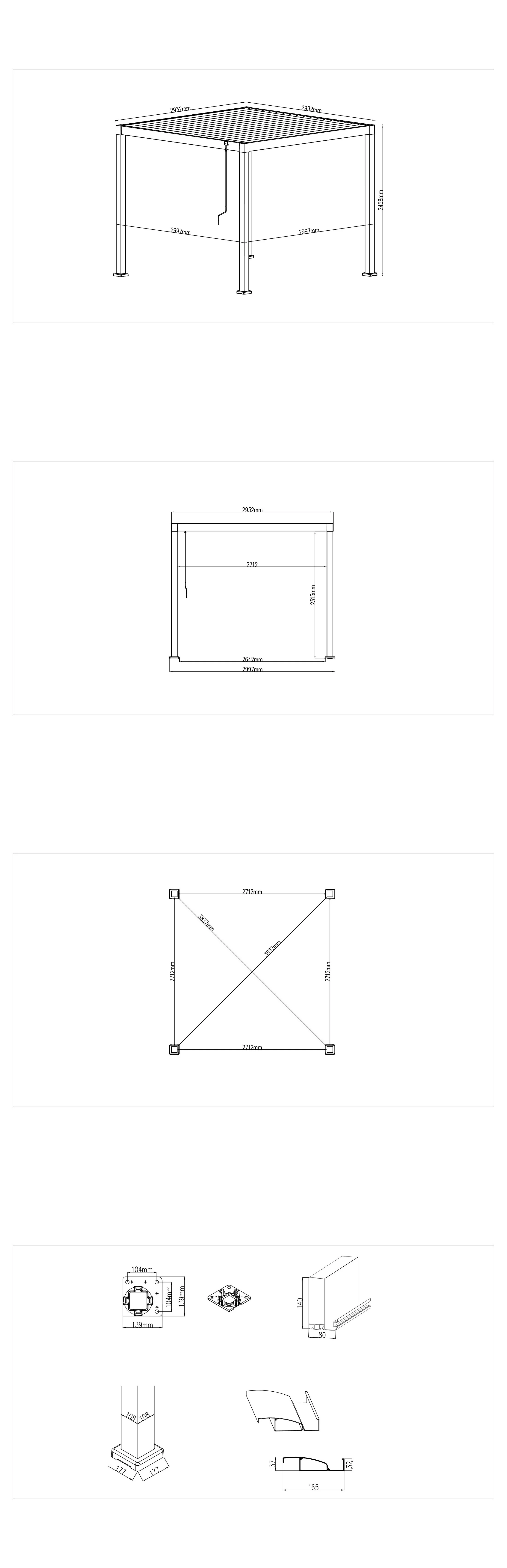 LuxShade™ 3×3m Aluminium Pergola with LEDs, Double-Layered Louvred Roof - Image 15
