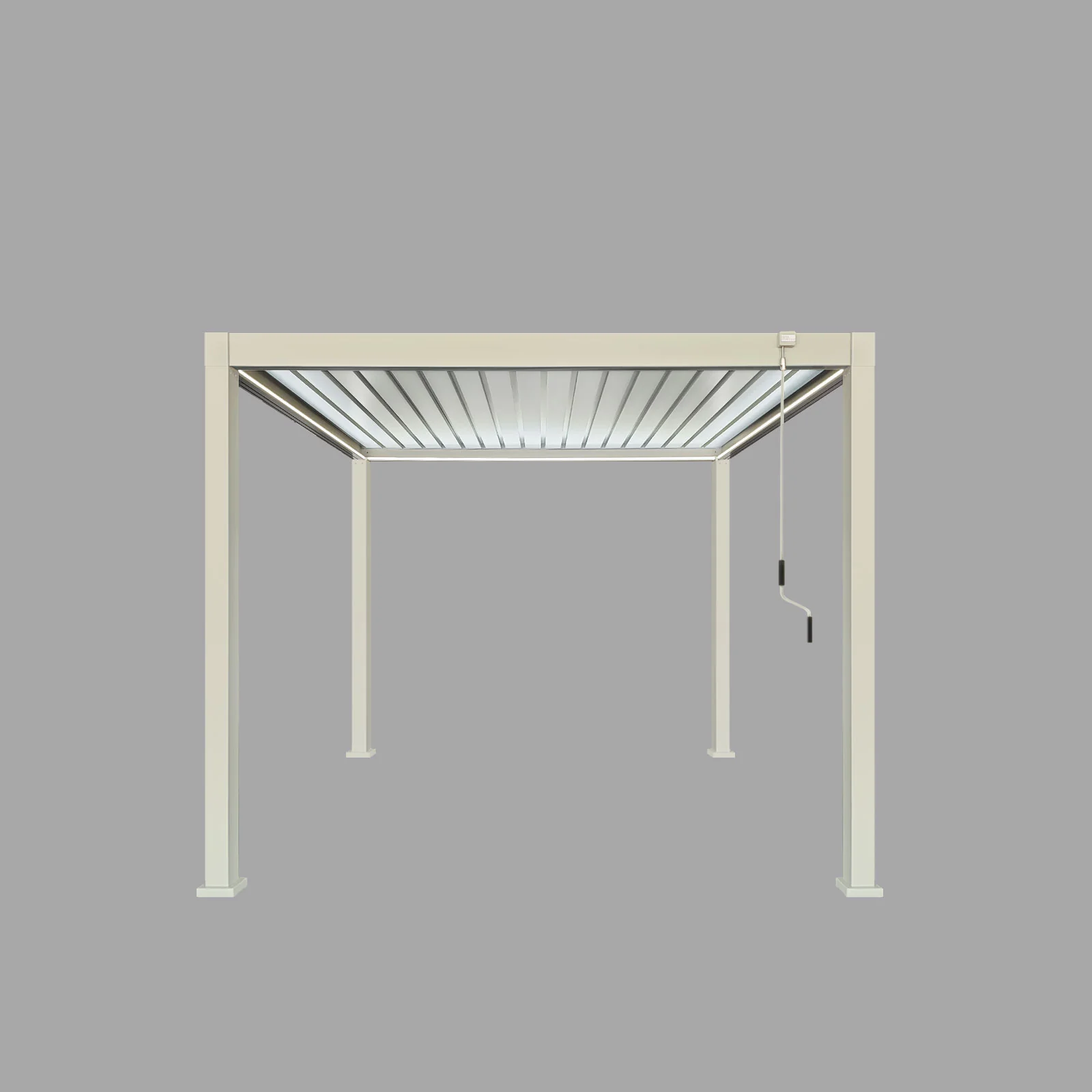 LuxShade™ 3×3m Pebble Aluminium Pergola with LEDs, Double-Layered Roof - Image 3