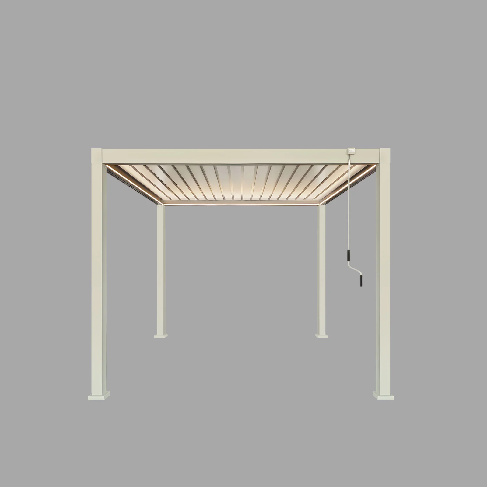 LuxShade™ 3×3m Pebble Aluminium Pergola with LEDs, Double-Layered Roof - Image 4