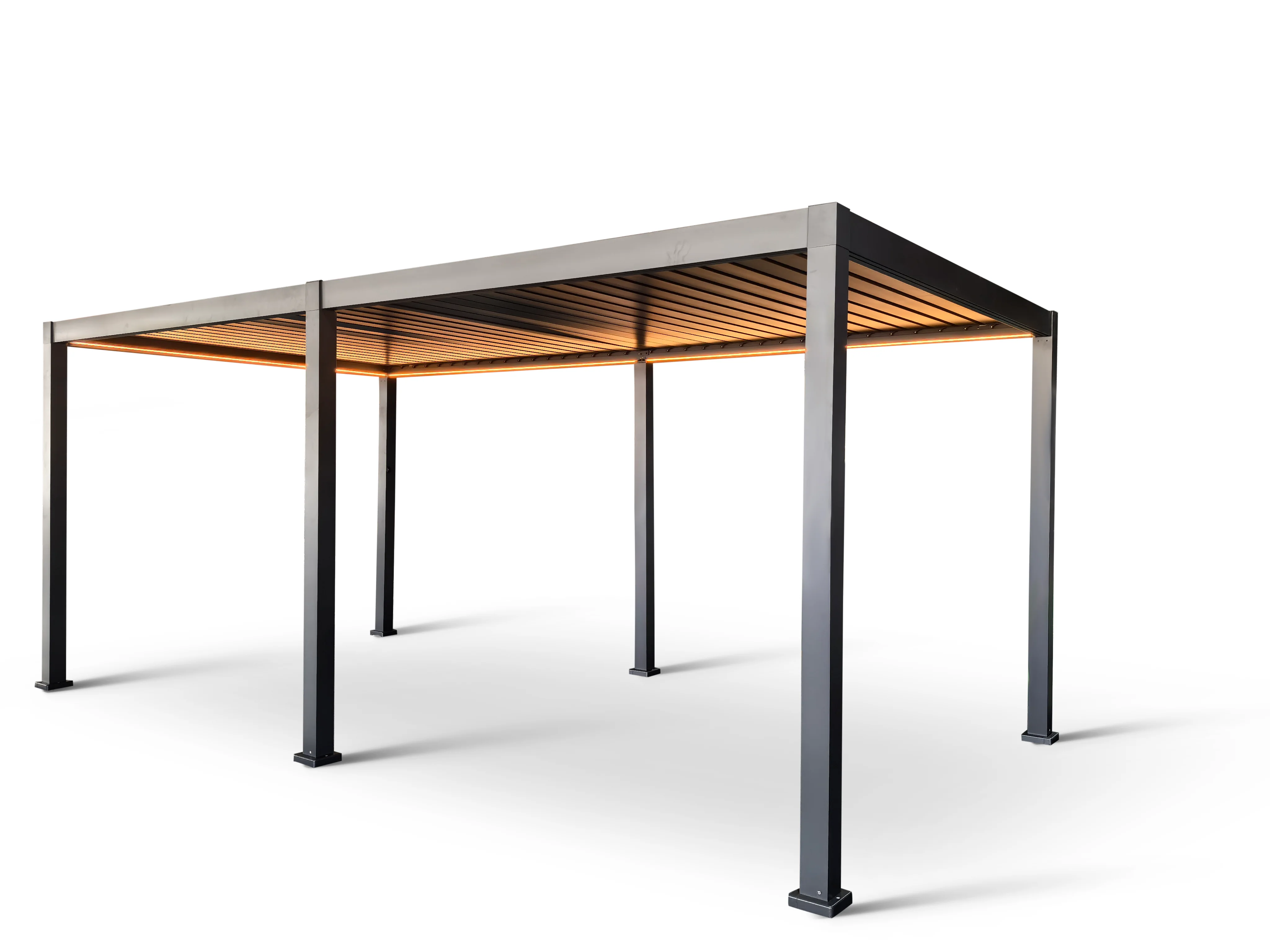 LuxShade™ 3×6m Aluminium Pergola with LEDs, Double-Layered Louvred Roof - Image 10