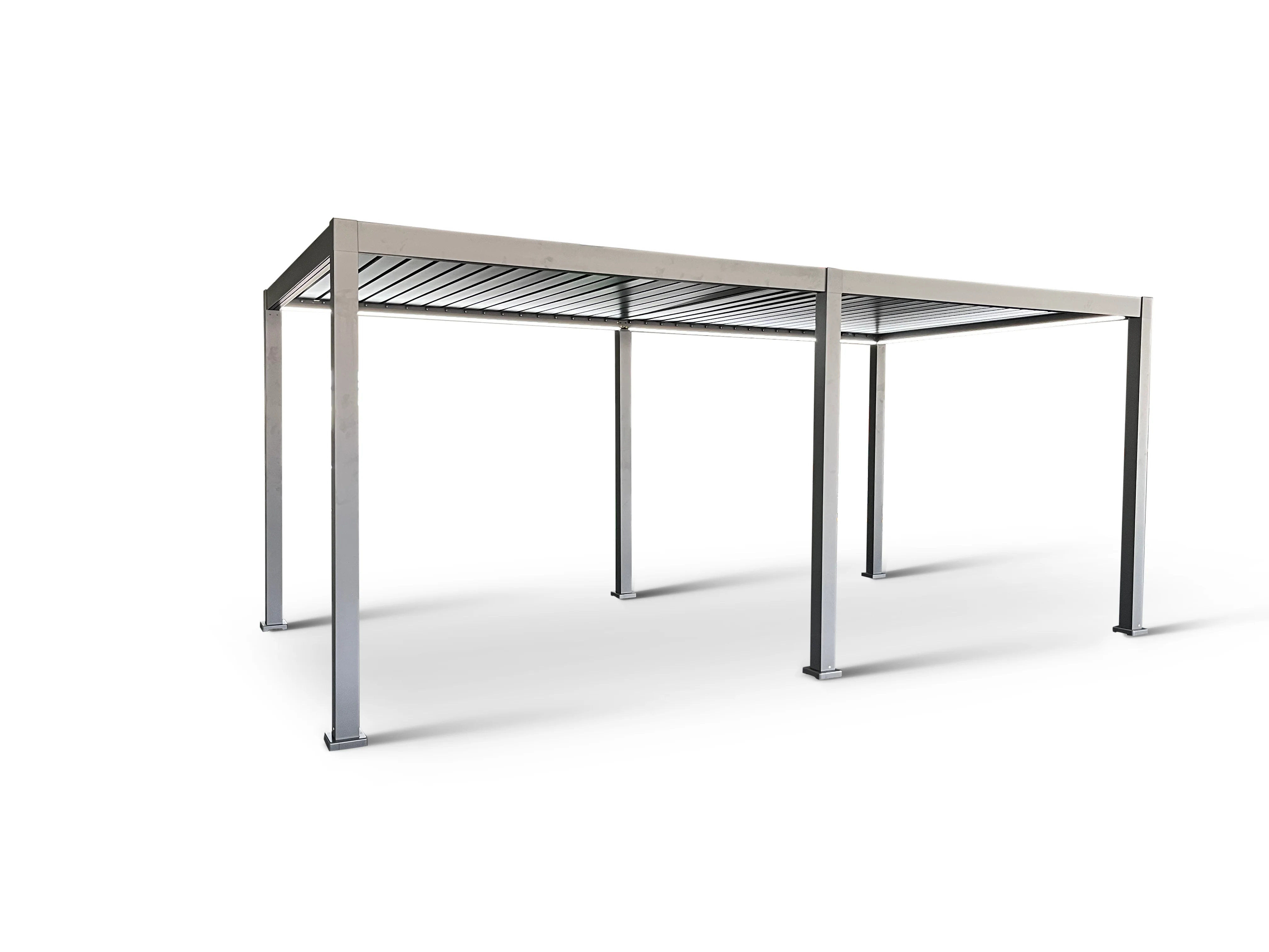 LuxShade™ 3×6m Aluminium Pergola with LEDs, Double-Layered Louvred Roof - Image 11