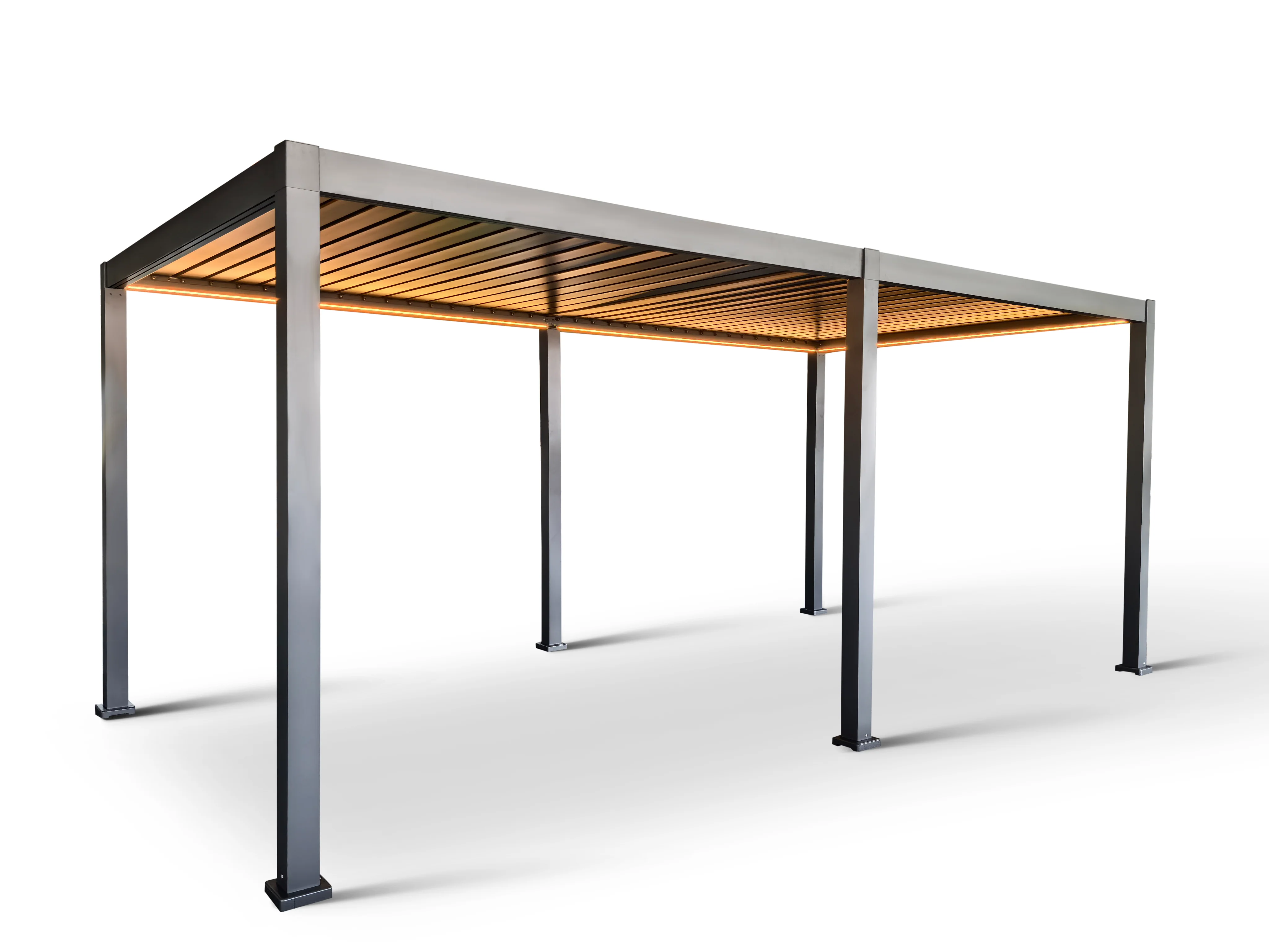LuxShade™ 3×6m Aluminium Pergola with LEDs, Double-Layered Louvred Roof - Image 12