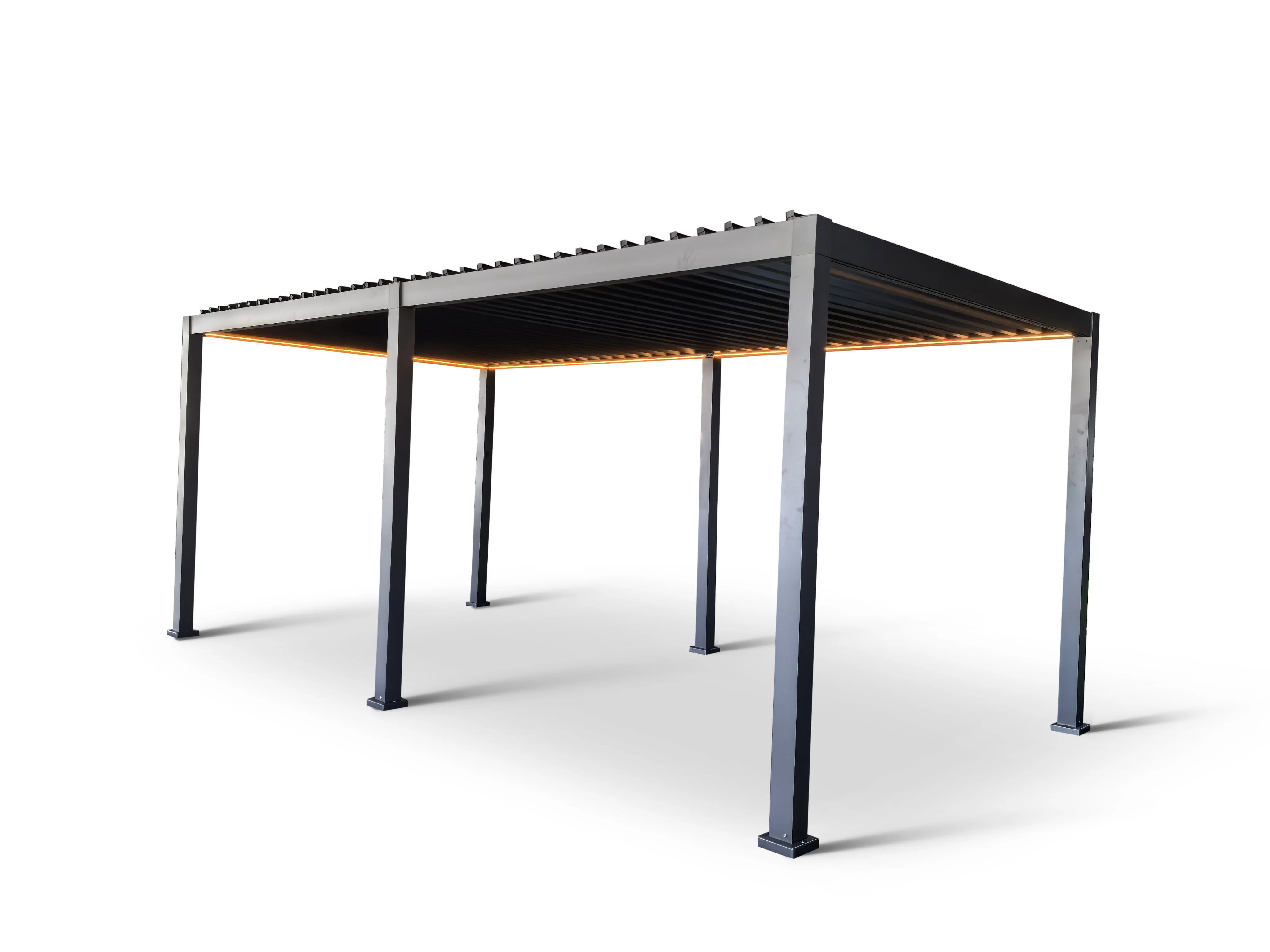 LuxShade™ 3×6m Aluminium Pergola with LEDs, Double-Layered Louvred Roof - Image 14