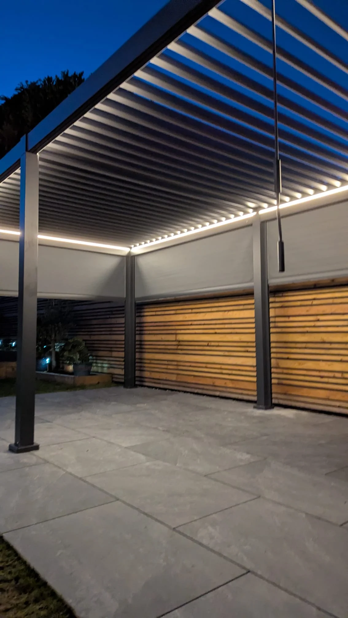 LuxShade™ 3×6m Aluminium Pergola with LEDs, Double-Layered Louvred Roof - Image 15